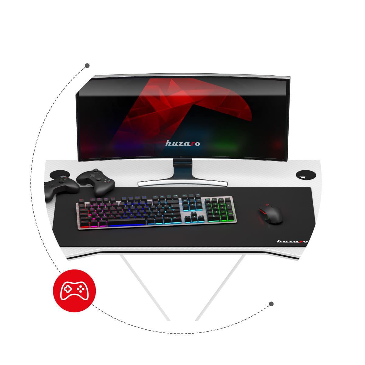 Huzaro Hero 1.4 alb 100 cm birou de gaming