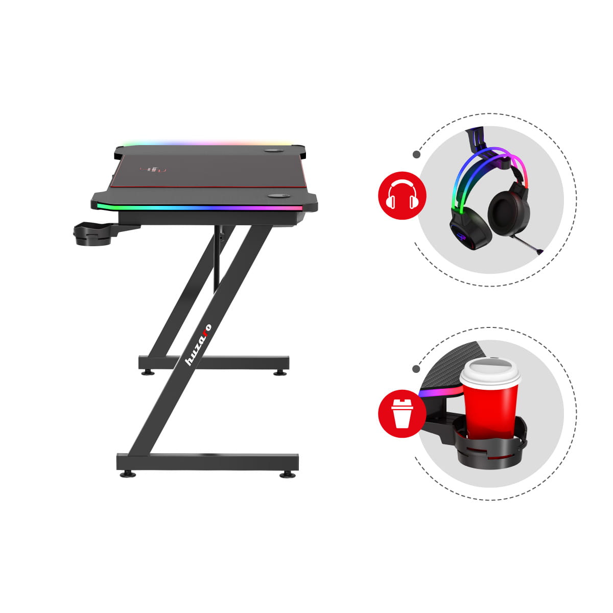 Huzaro Hero 4.8 RGB 160 cm birou de gaming