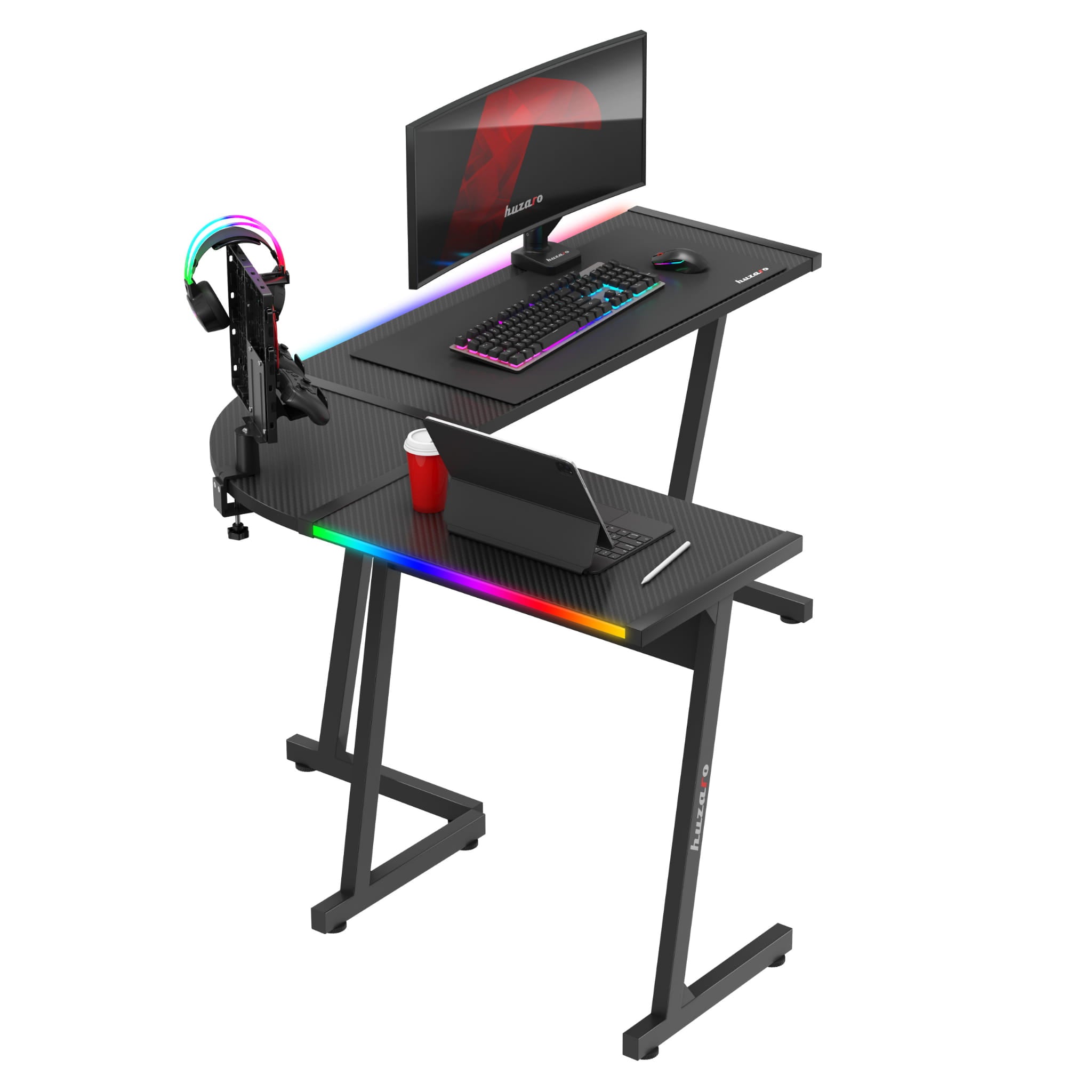 HUZARO HERO 6.0 Black RGB Smart 147 cm birou de gaming