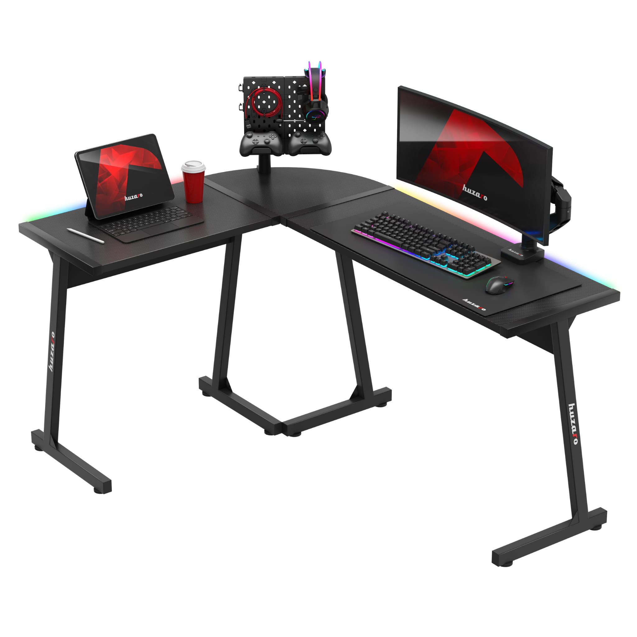 HUZARO HERO 6.0 Black RGB Smart 147 cm birou de gaming