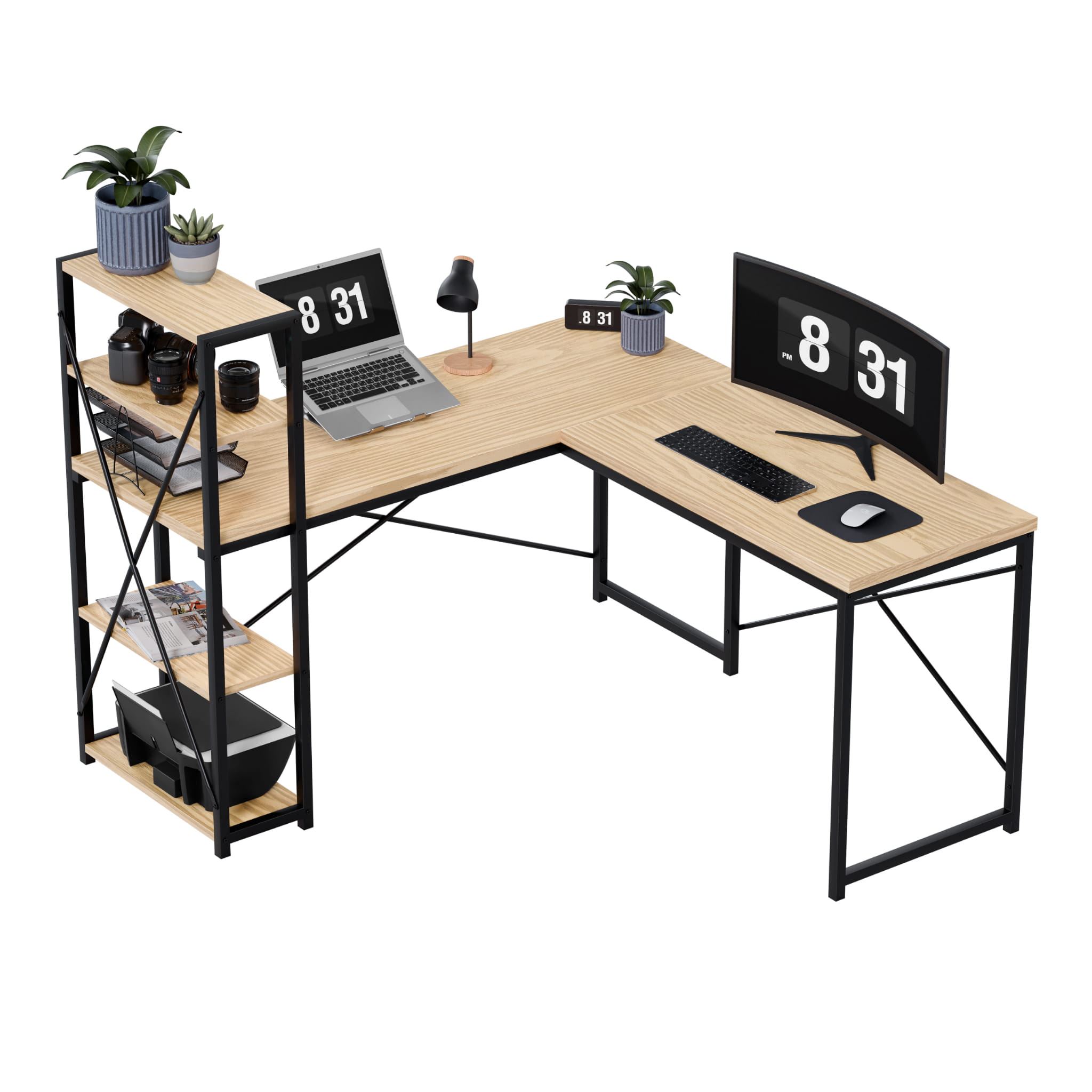 Birou de colț cu rafturi Mark Adler Leader 5.9 Craft 145 cm