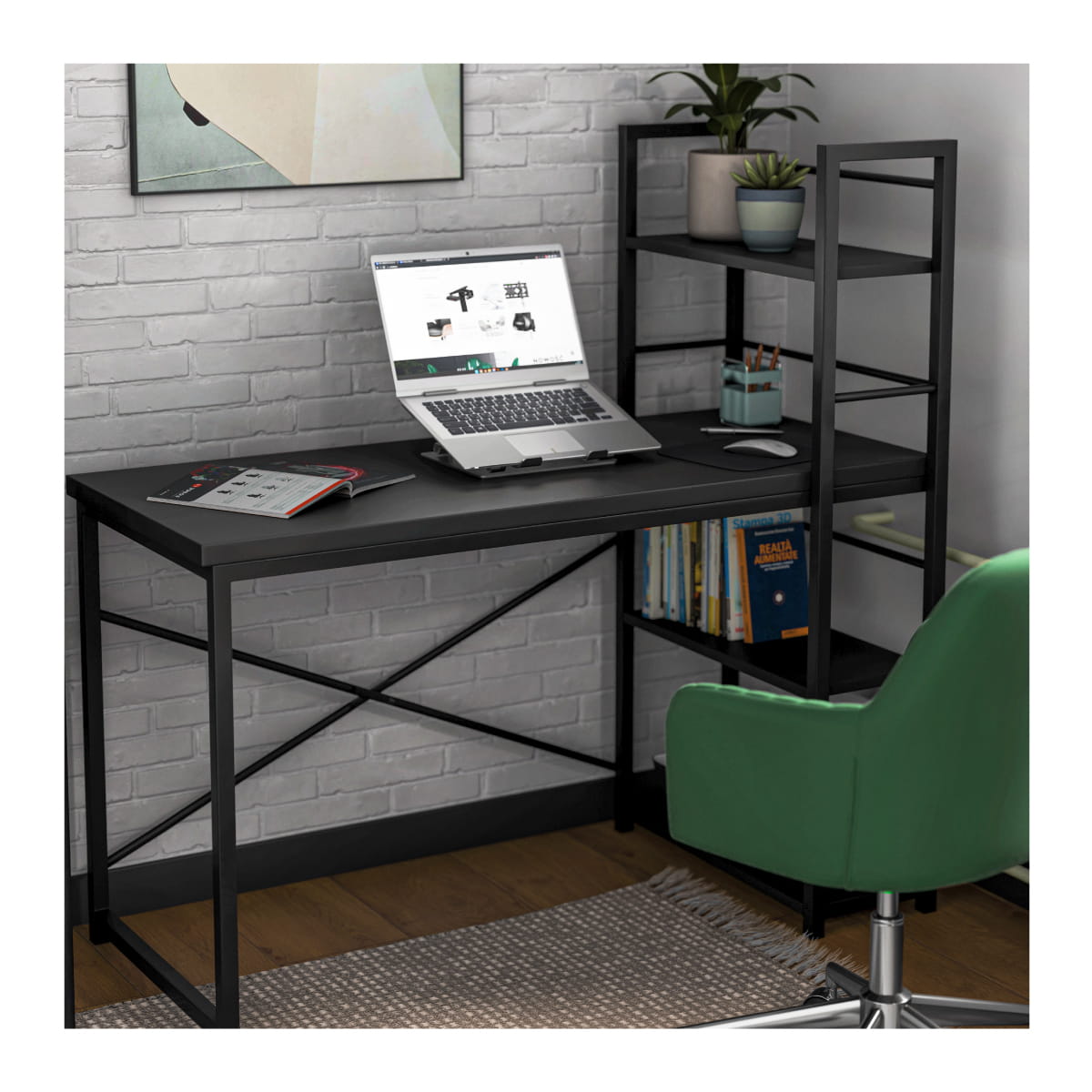 Mark Adler Leader 4.0 Black 120 cm birou cu rafturi