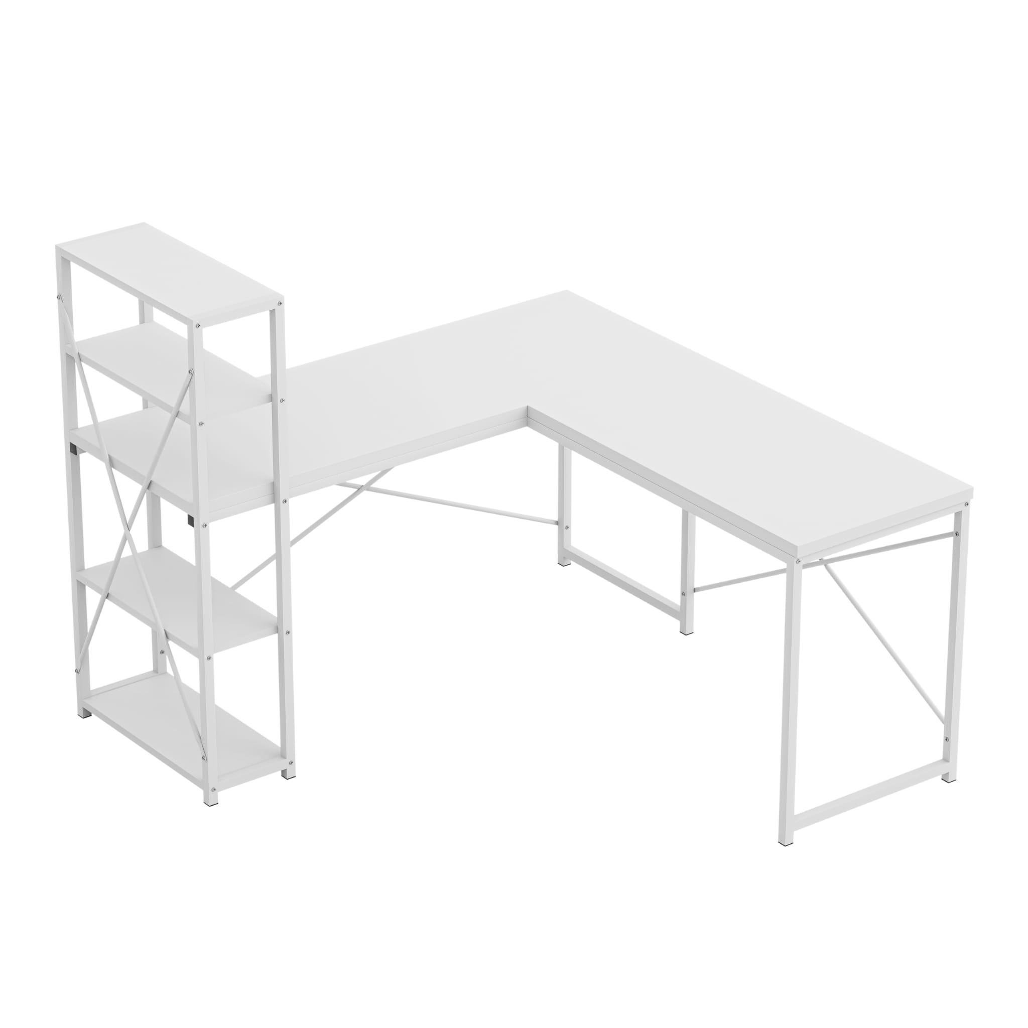 Birou de colț cu rafturi Mark Adler Leader 5.9 Alb 145 cm