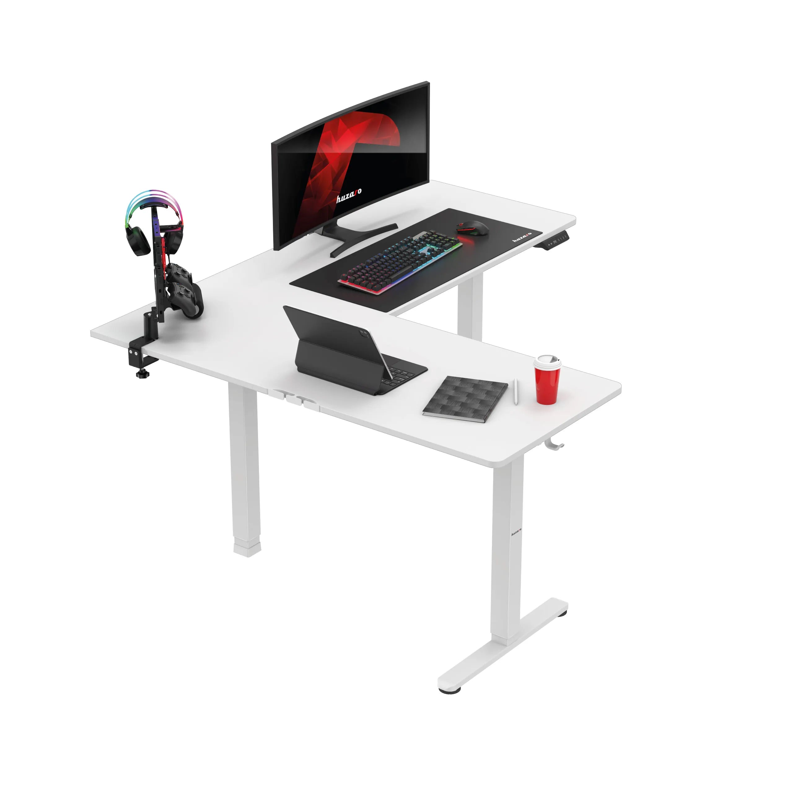 Huzaro Hero 9.5 Alb 160 cm birou electric de colț
