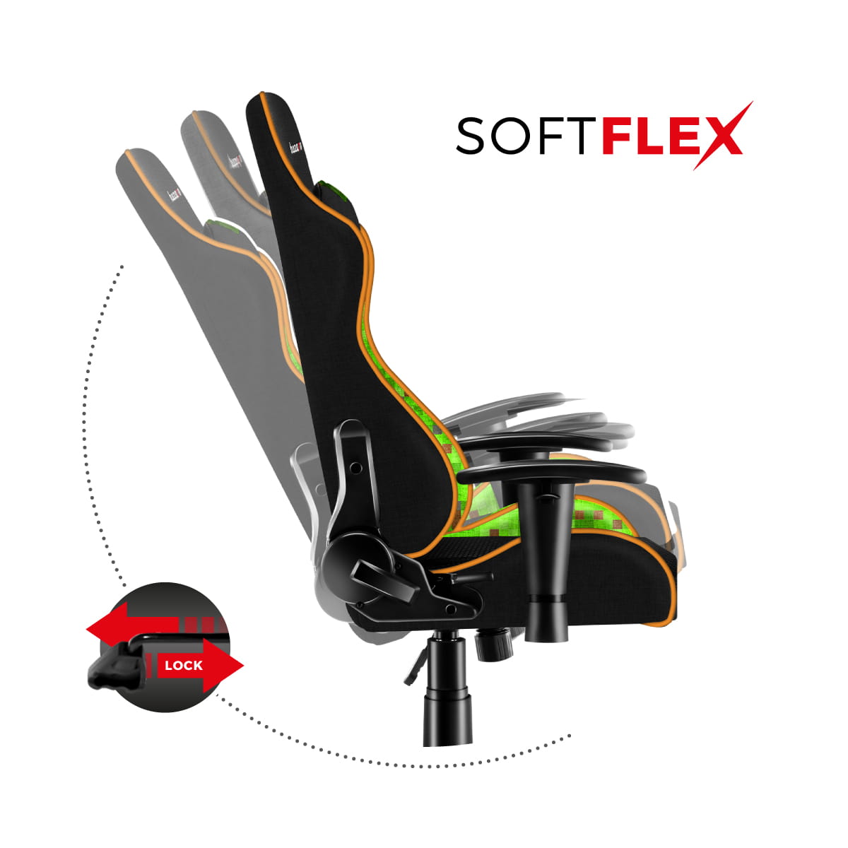 Scaun de gaming pentru copii HUZARO RANGER 6.0 Pixel Mesh