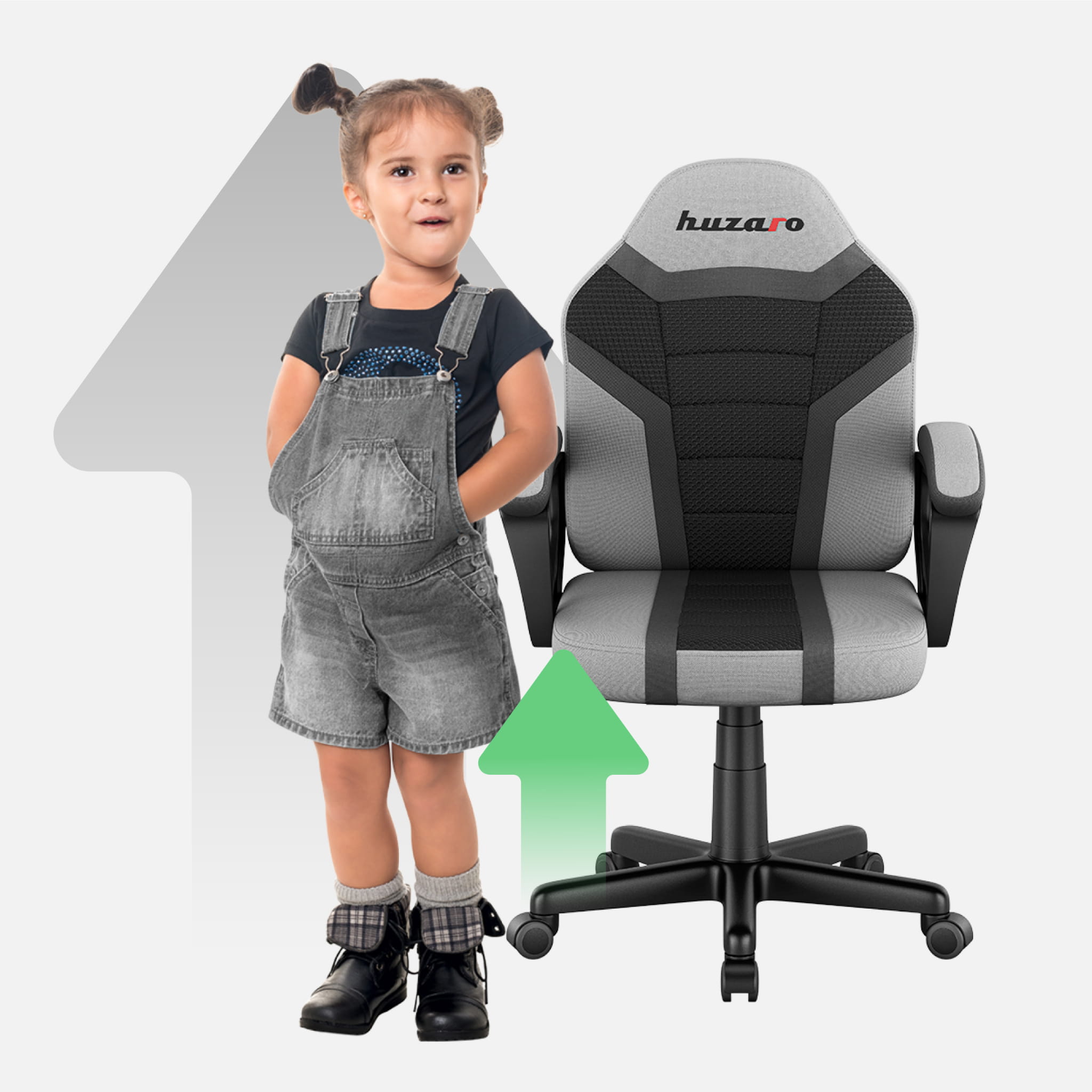 Scaun de gaming pentru copii HUZARO RANGER 1.0 Grey Mesh