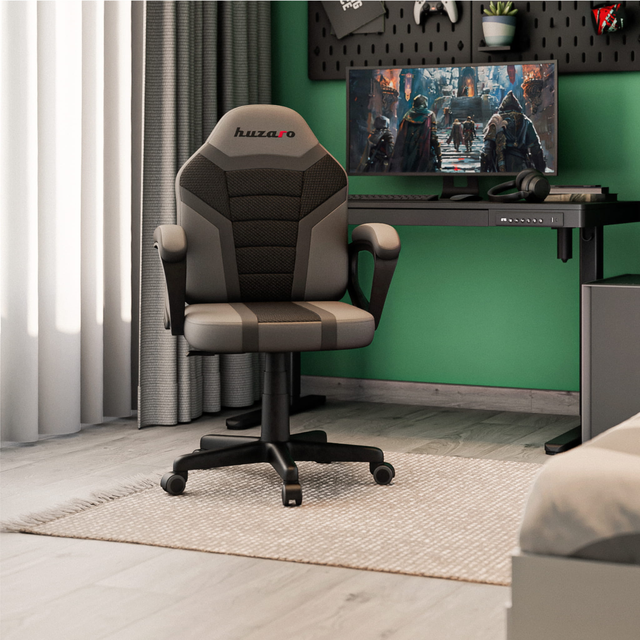 Scaun de gaming pentru copii HUZARO RANGER 1.0 Grey Mesh