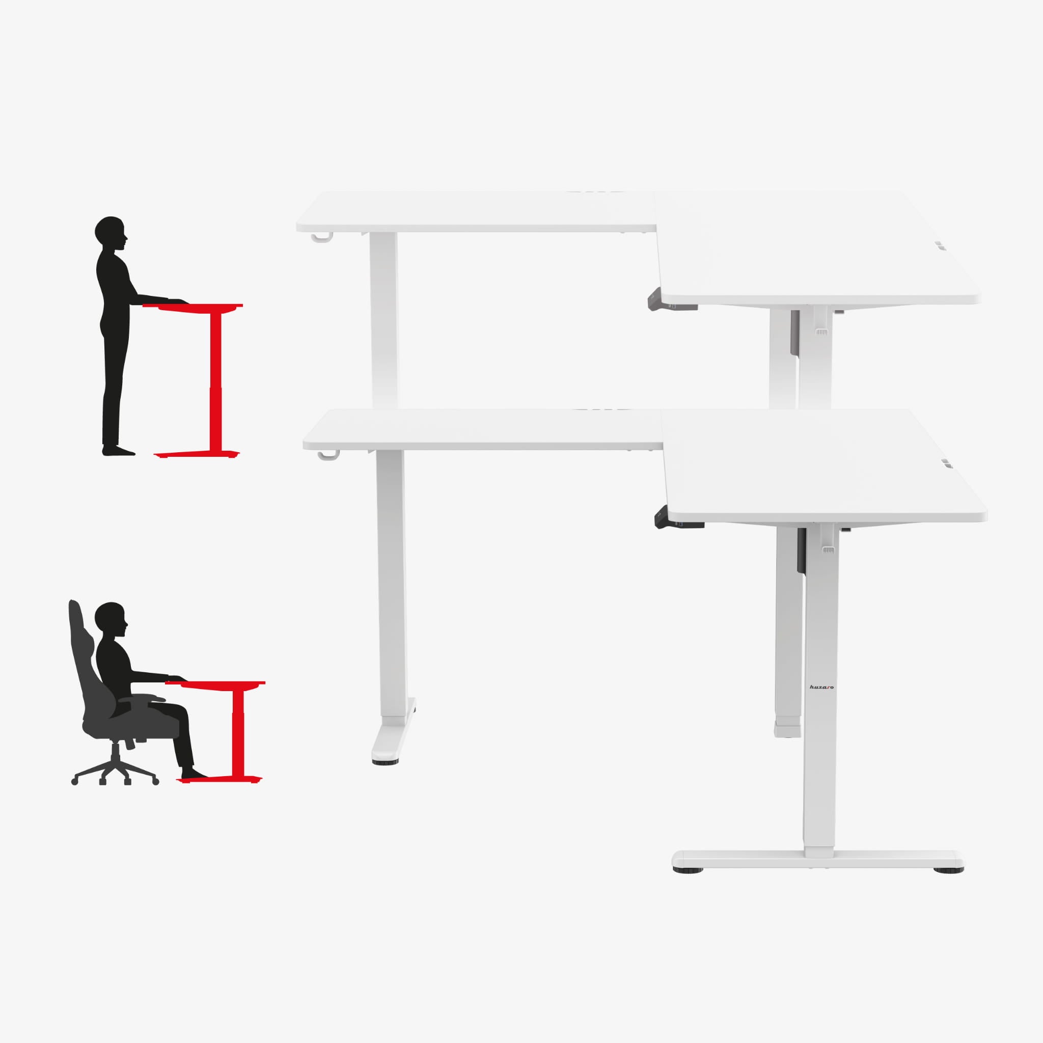 Huzaro Hero 9.5 Alb 160 cm birou electric de colț