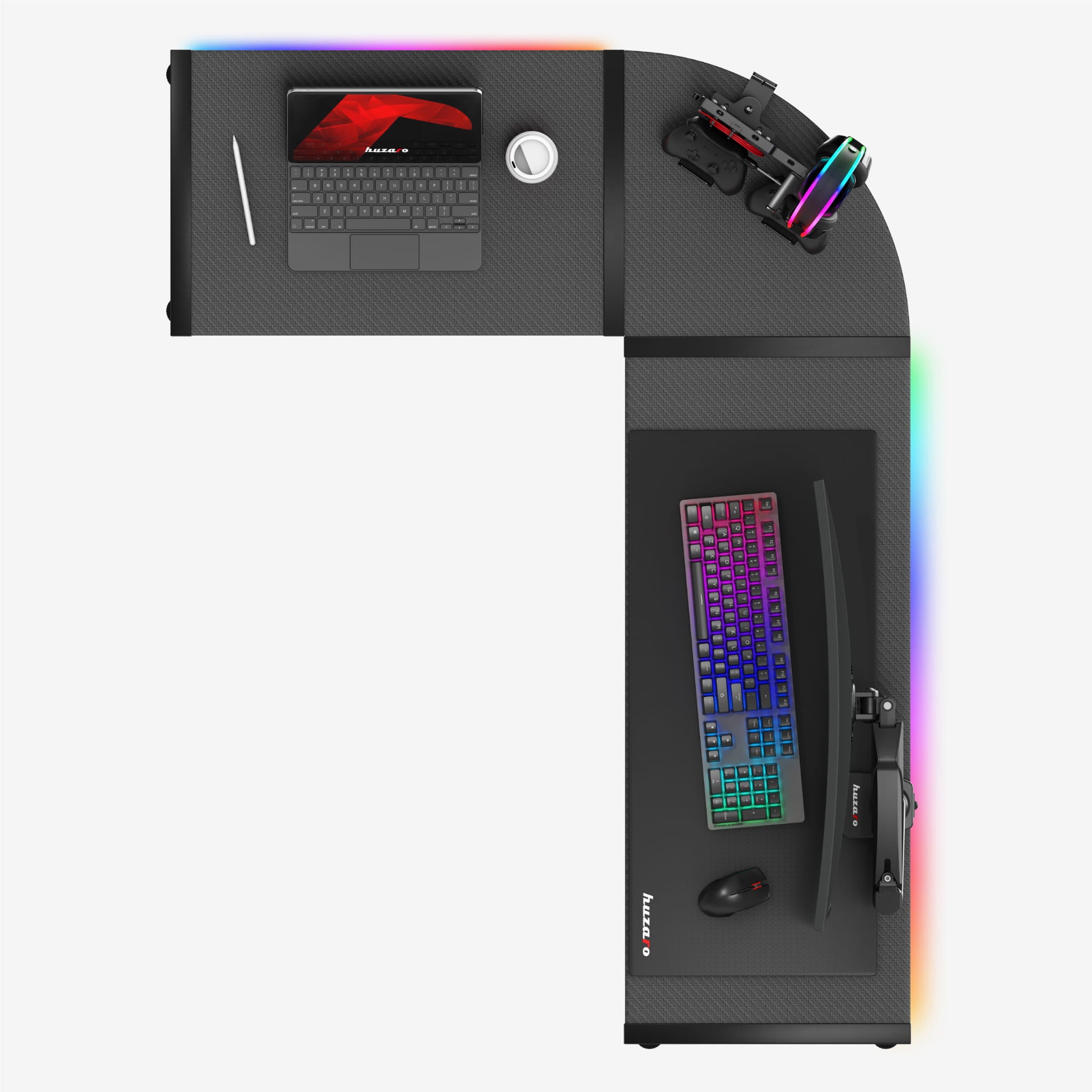 HUZARO HERO 6.0 Black RGB Smart 147 cm birou de gaming