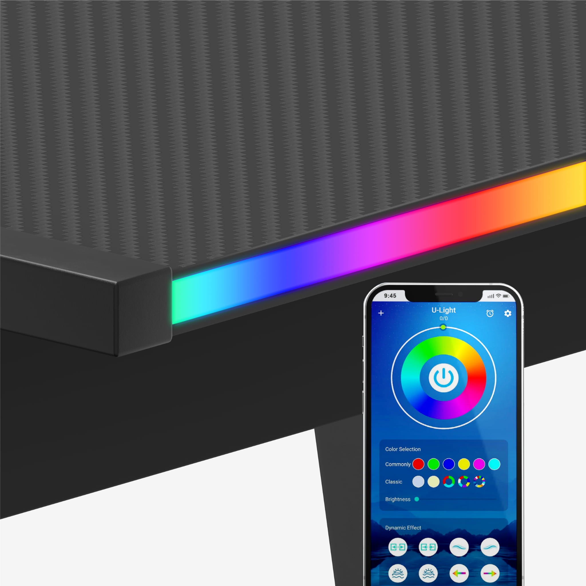 HUZARO HERO 6.0 Black RGB Smart 147 cm birou de gaming