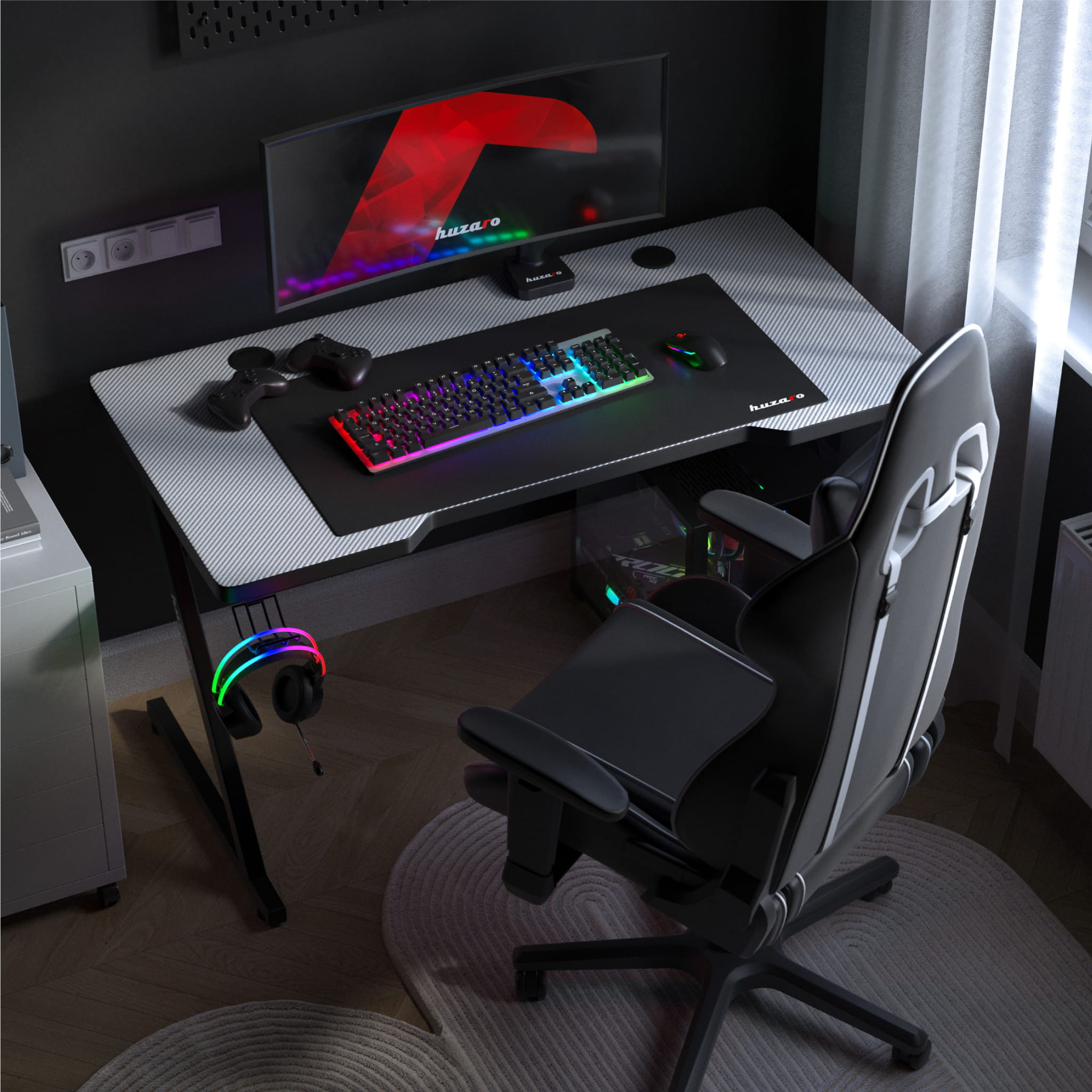 Huzaro Hero 2.5 alb 120 cm birou de gaming