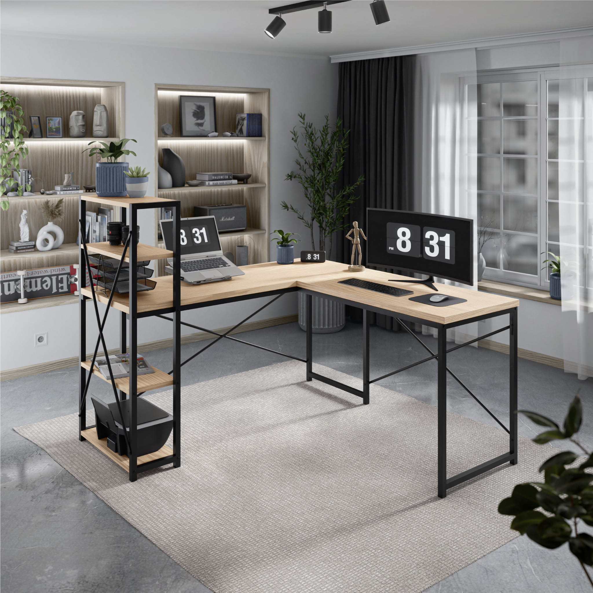 Birou de colț cu rafturi Mark Adler Leader 5.9 Craft 145 cm