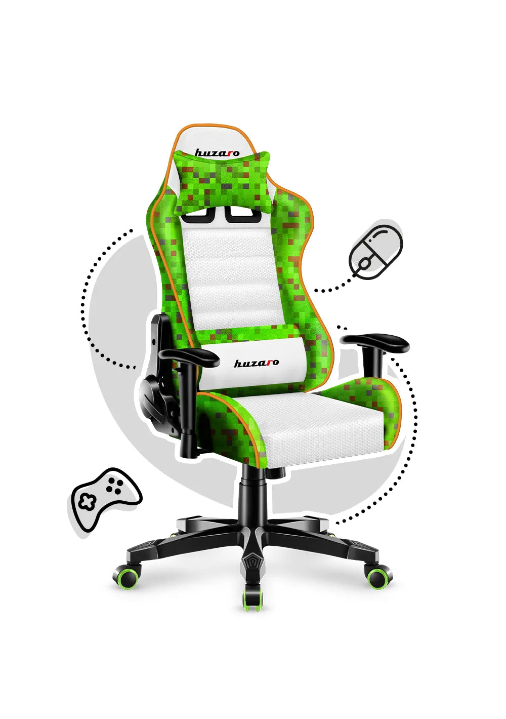 Scaun de gaming pentru copii Huzaro Ranger 6.0 Pixel White