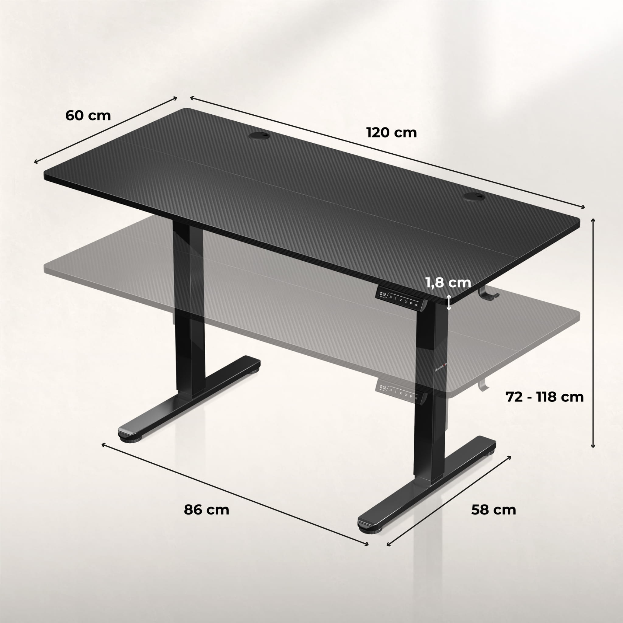 Huzaro Hero 8.2 Black 120 cm birou electric