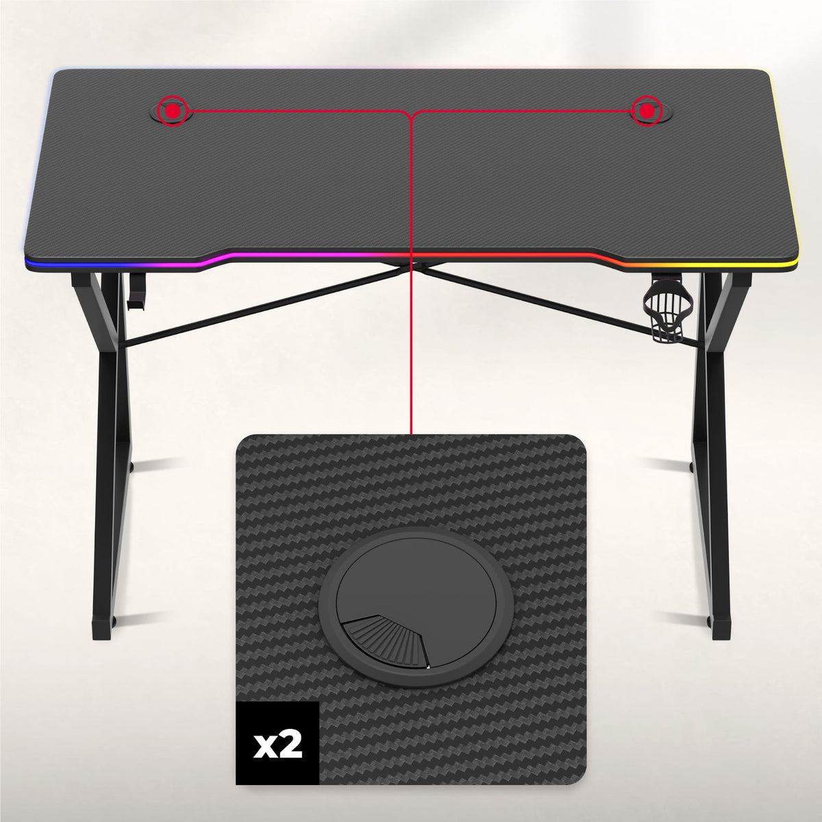 Huzaro Hero 1.7 RGB negru 120 cm birou de gaming
