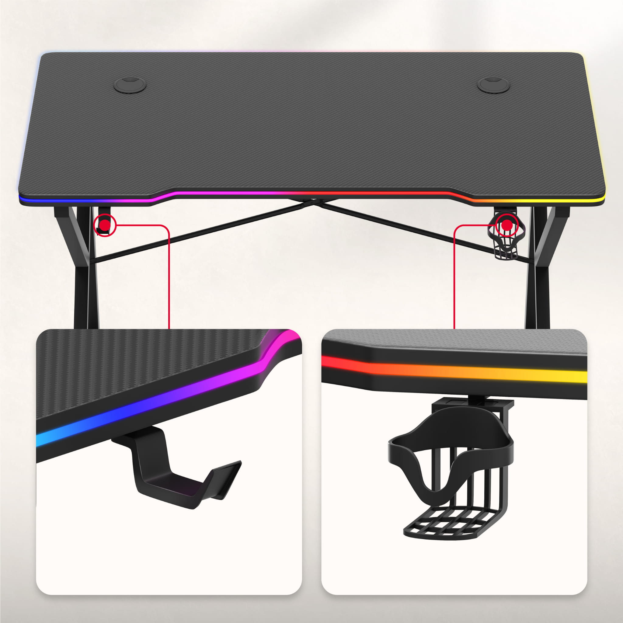 Huzaro Hero 1.7 RGB negru 120 cm birou de gaming