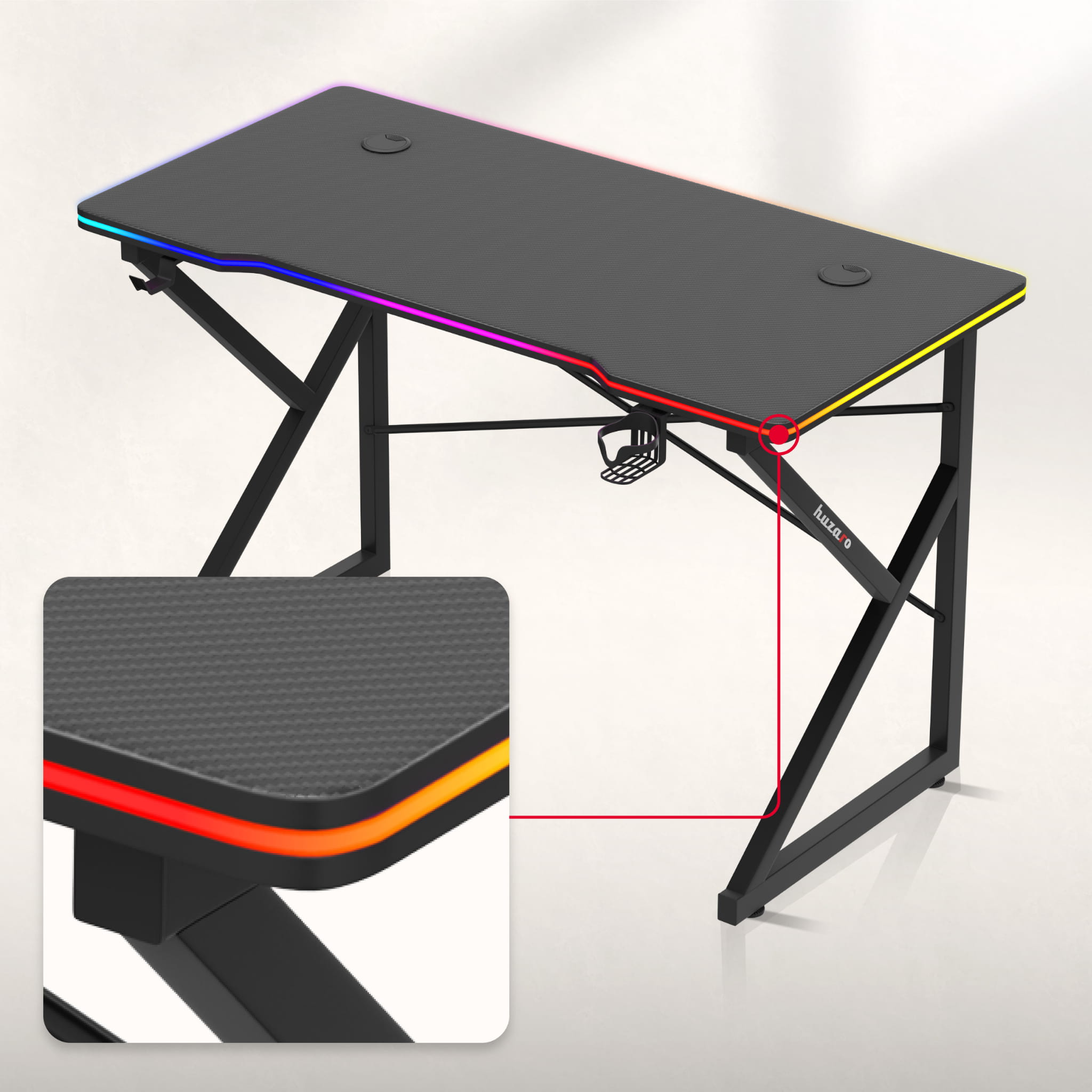 Huzaro Hero 1.7 RGB negru 120 cm birou de gaming