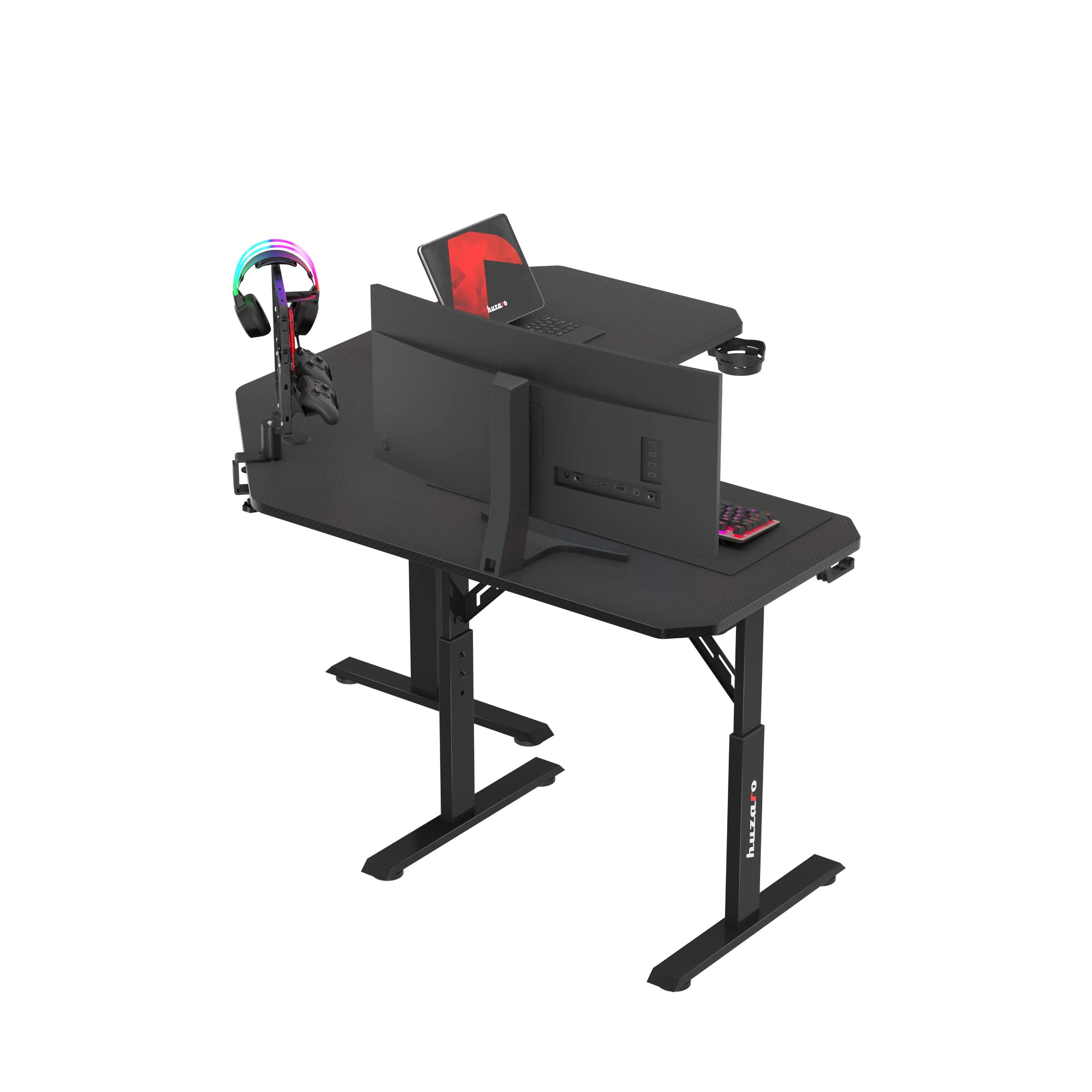 Huzaro Hero 7.3 Black birou de gaming de colț cu înălțime reglabilă