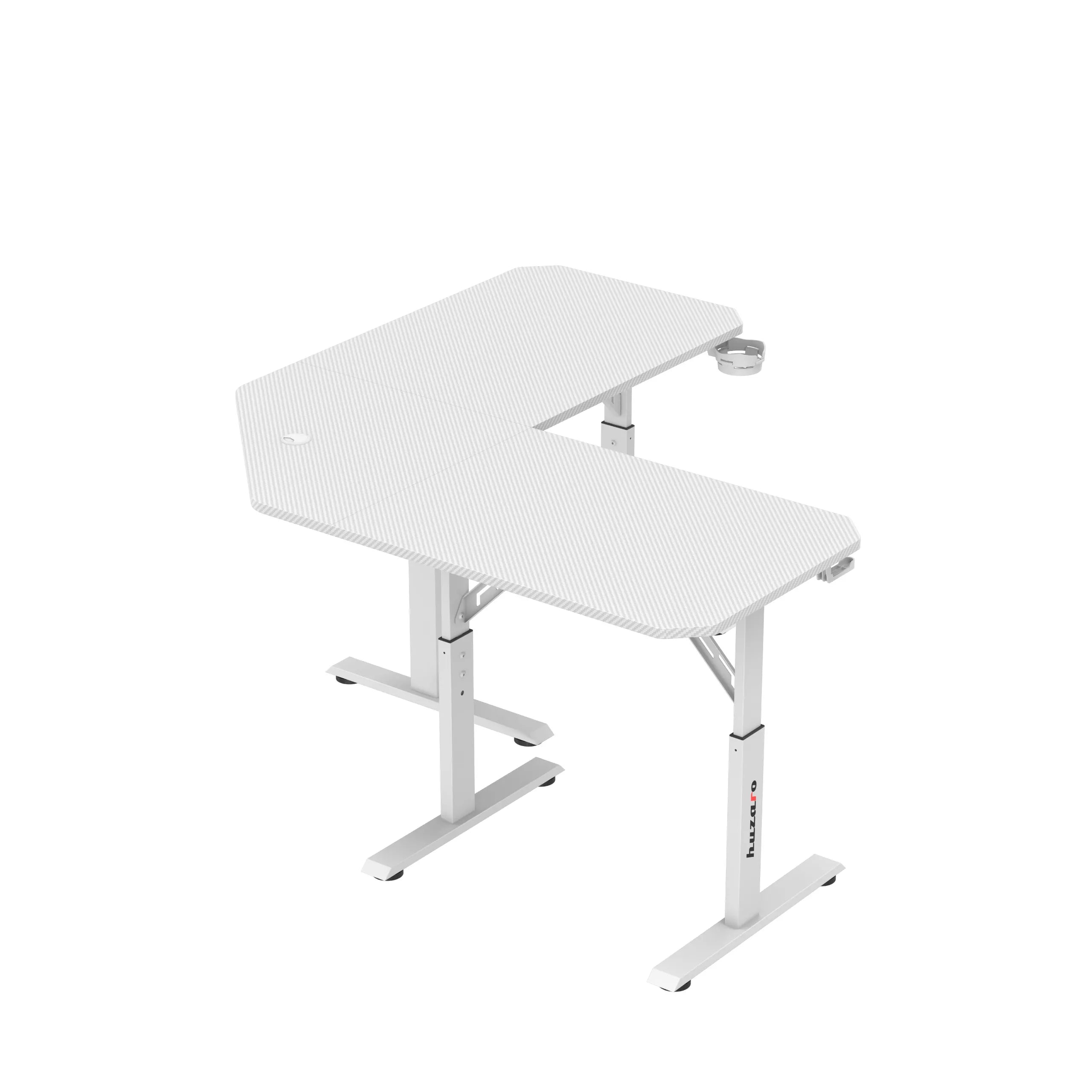 Huzaro Hero 7.3 White birou de gaming de colț cu înălțime reglabilă