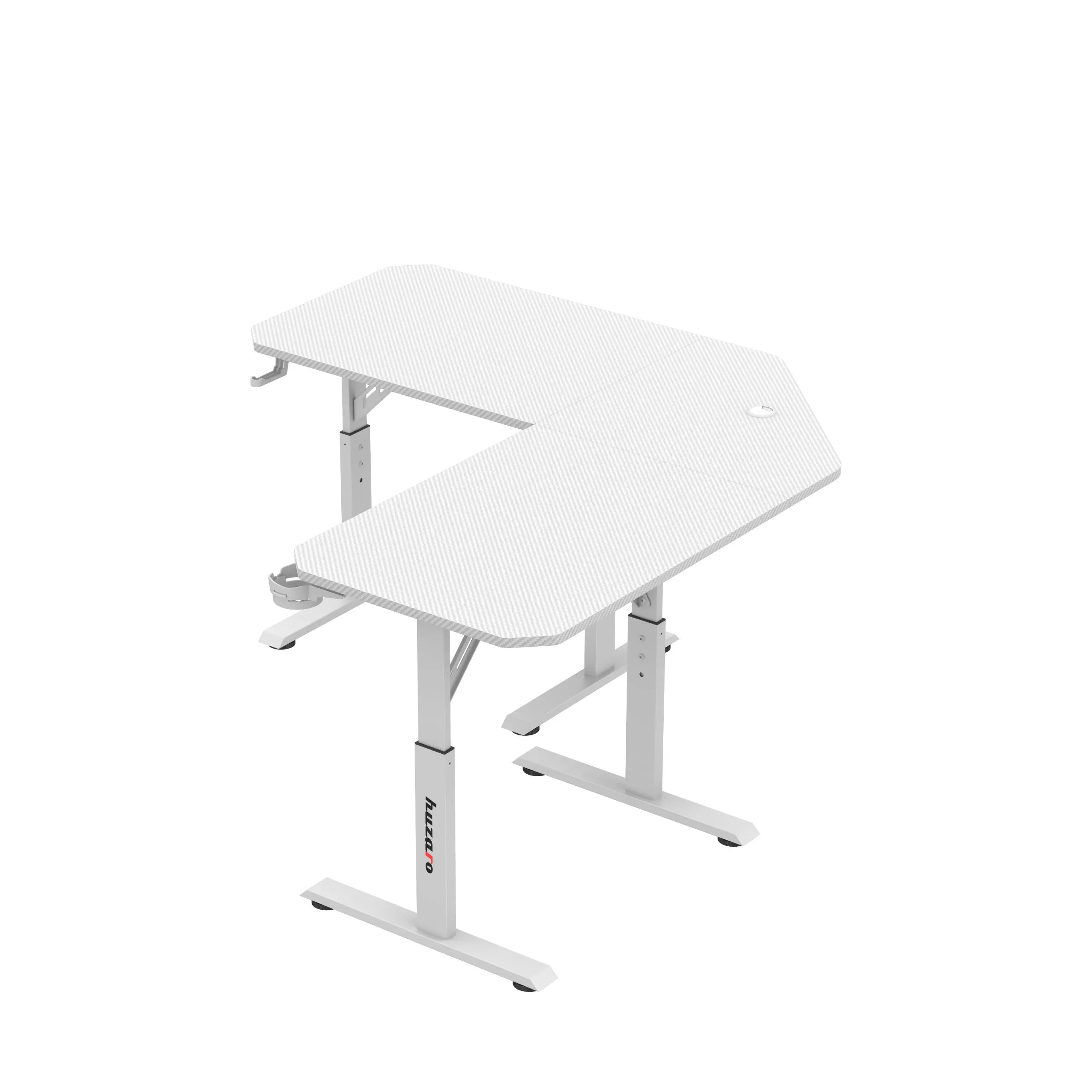 Huzaro Hero 7.3 White birou de gaming de colț cu înălțime reglabilă