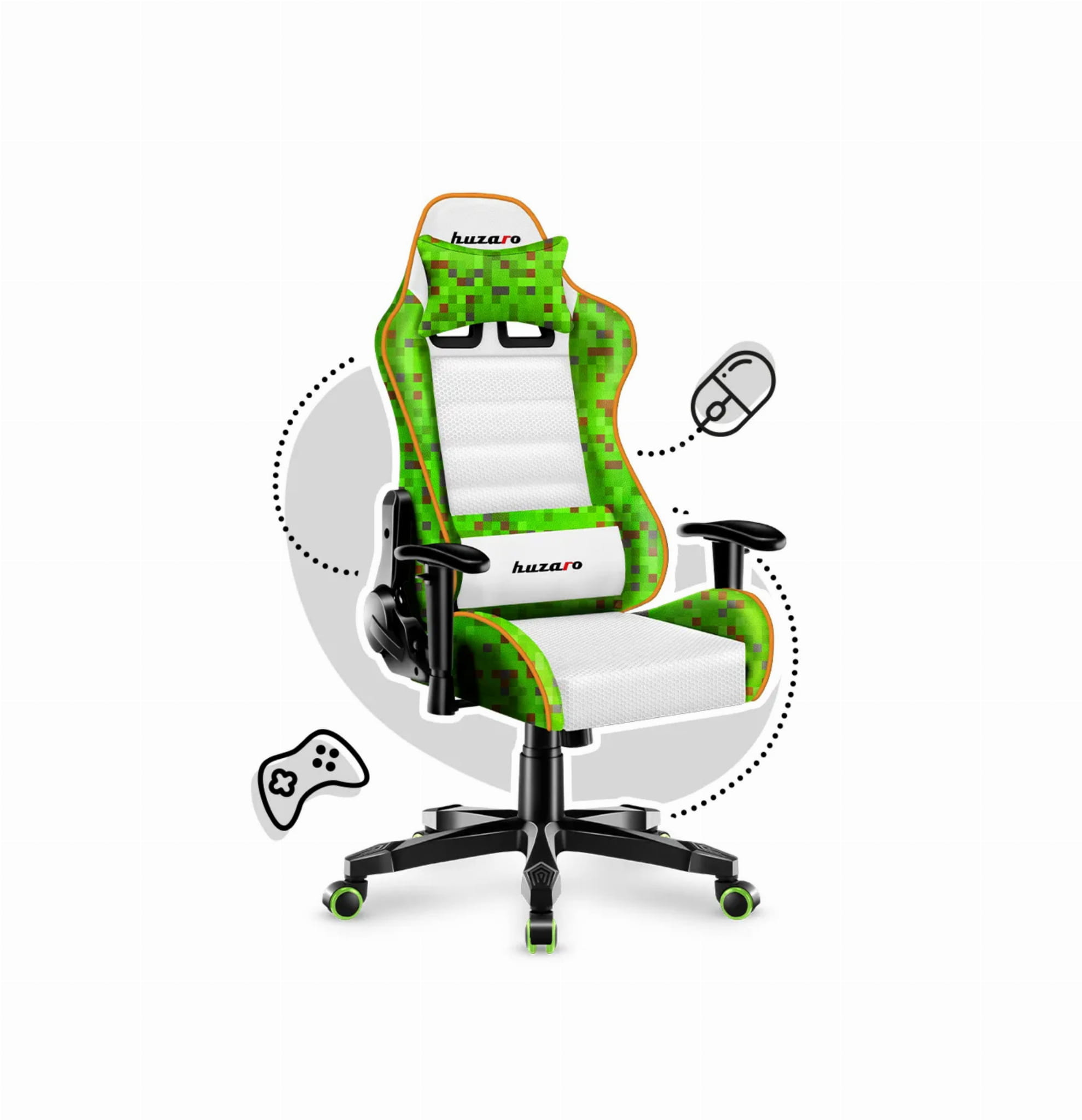 Scaun de gaming pentru copii Huzaro Ranger 6.0 Pixel White