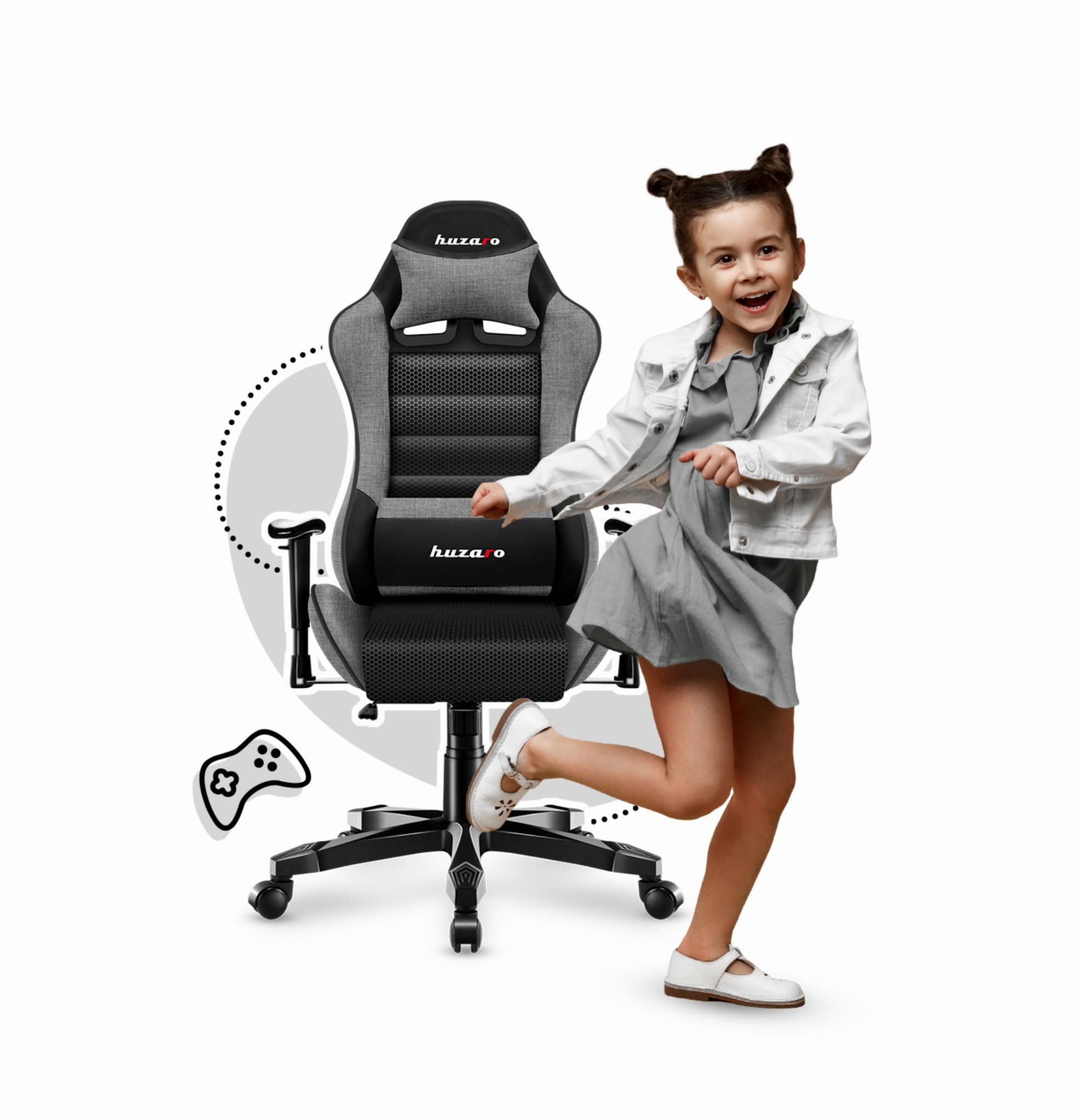 Scaun de gaming pentru copii HUZARO RANGER 6.0 Grey Mesh