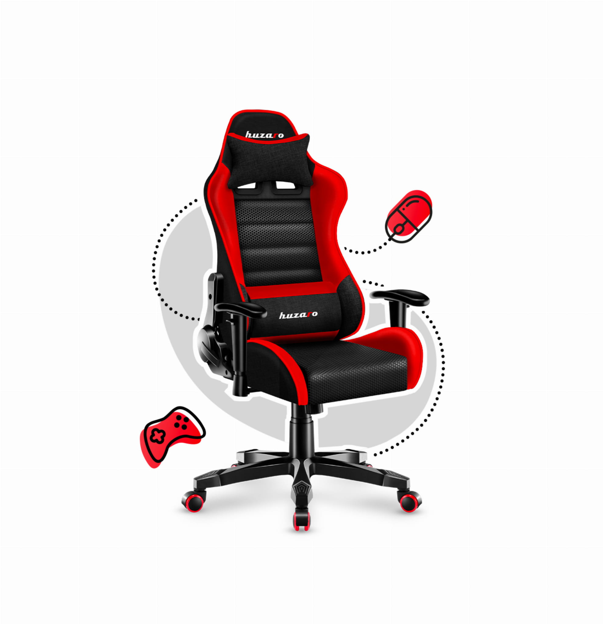 Scaun de gaming pentru copii HUZARO RANGER 6.0 Red Mesh