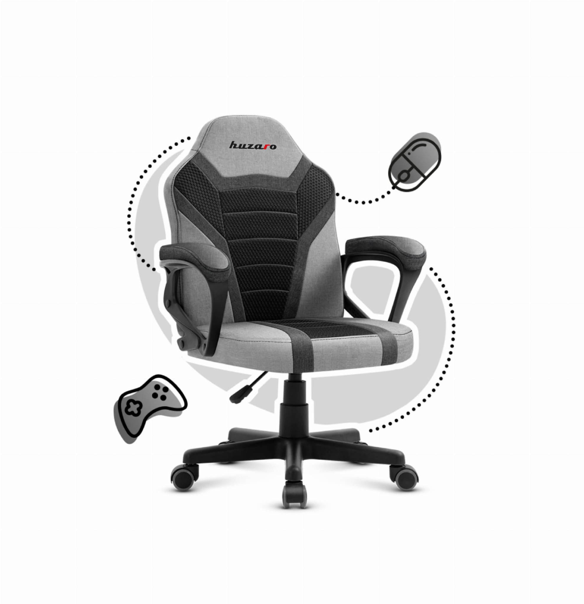 Scaun de gaming pentru copii HUZARO RANGER 1.0 Grey Mesh