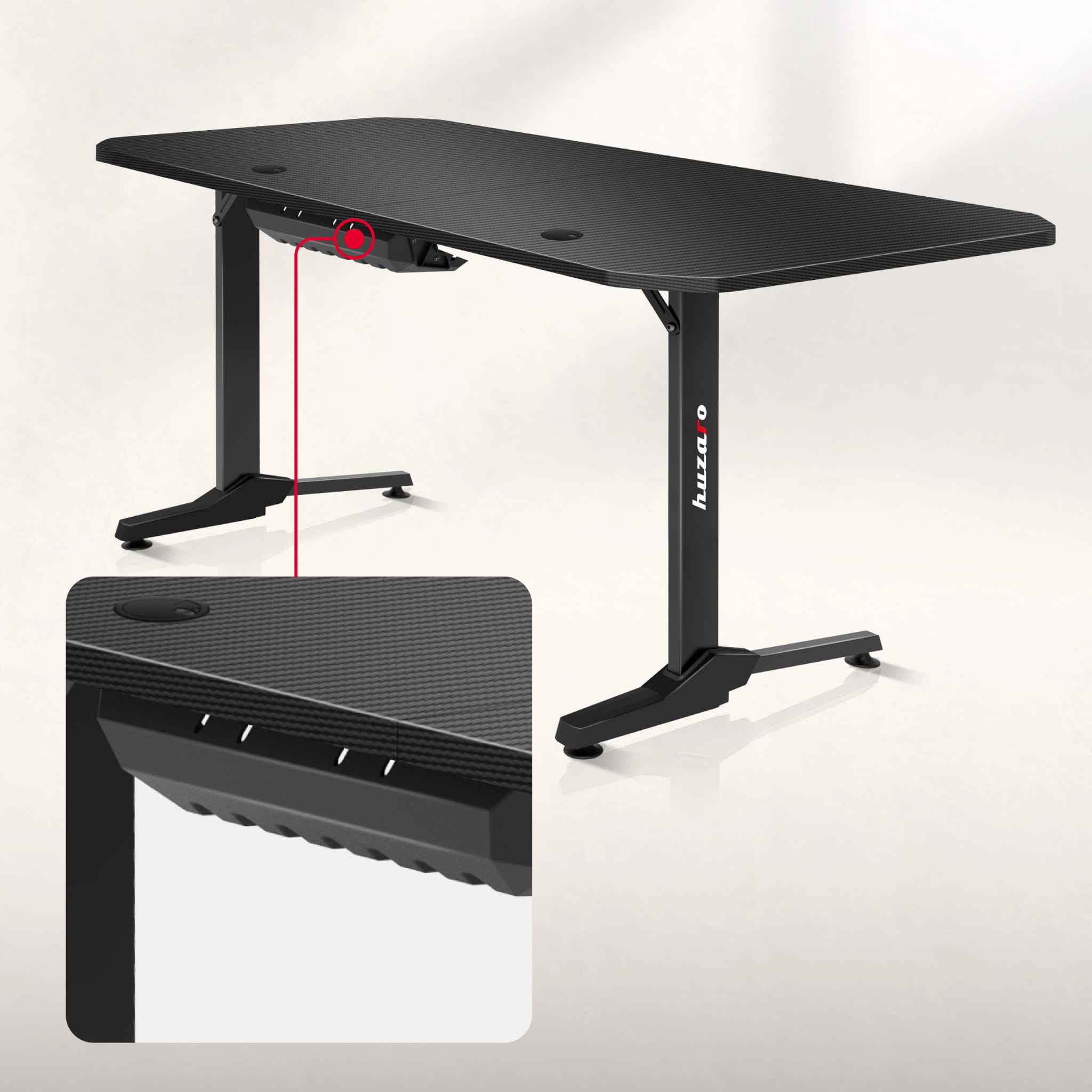 Huzaro Hero 4.7 Negru 160 cm birou de gaming