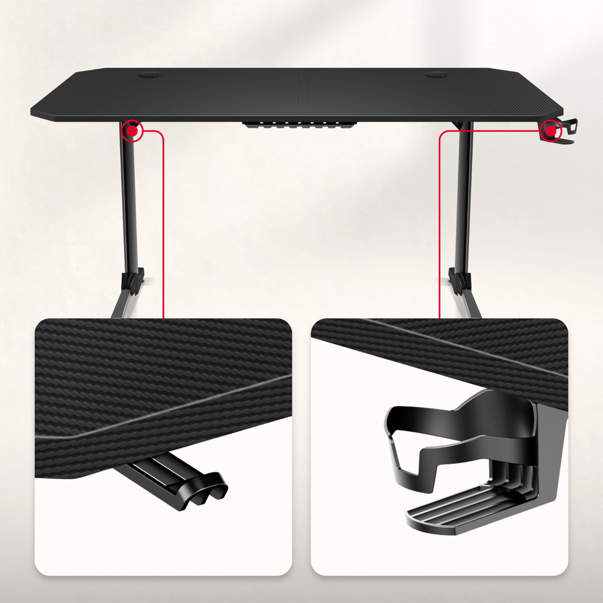 Huzaro Hero 4.7 Negru 160 cm birou de gaming