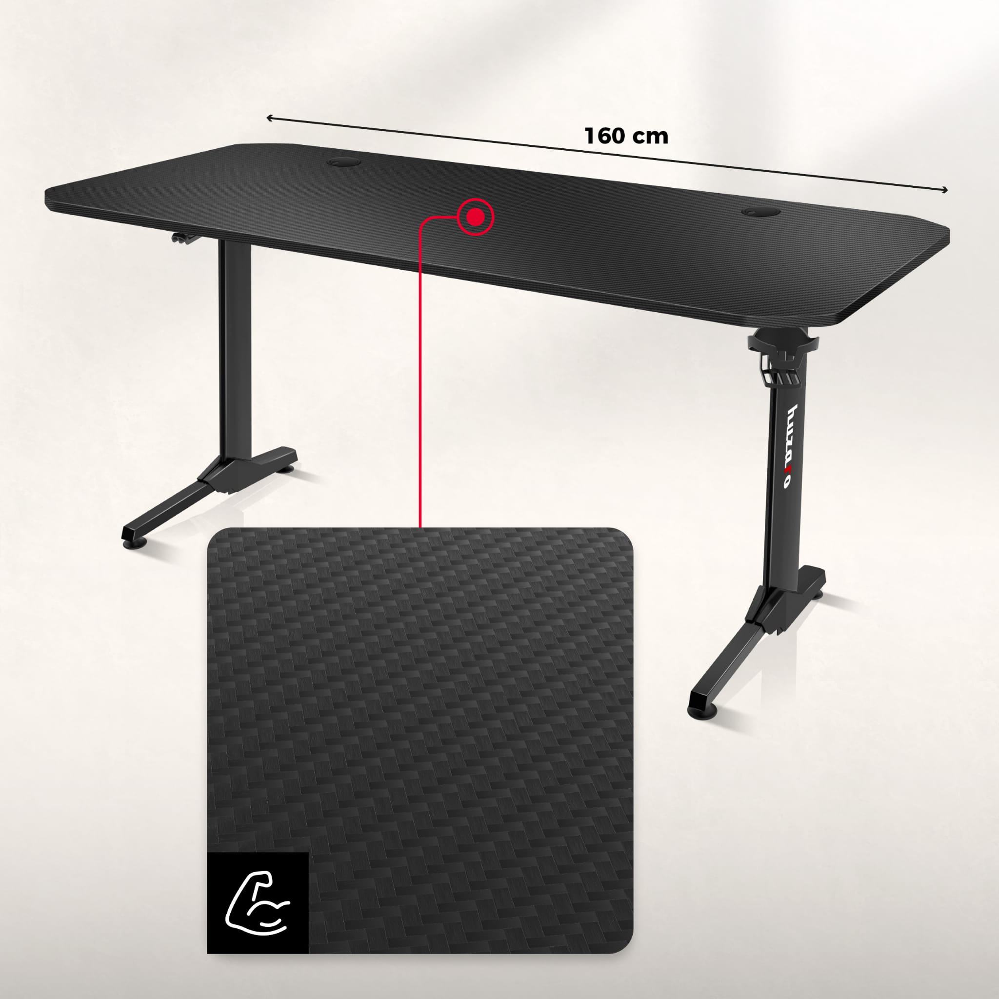 Huzaro Hero 4.7 Negru 160 cm birou de gaming