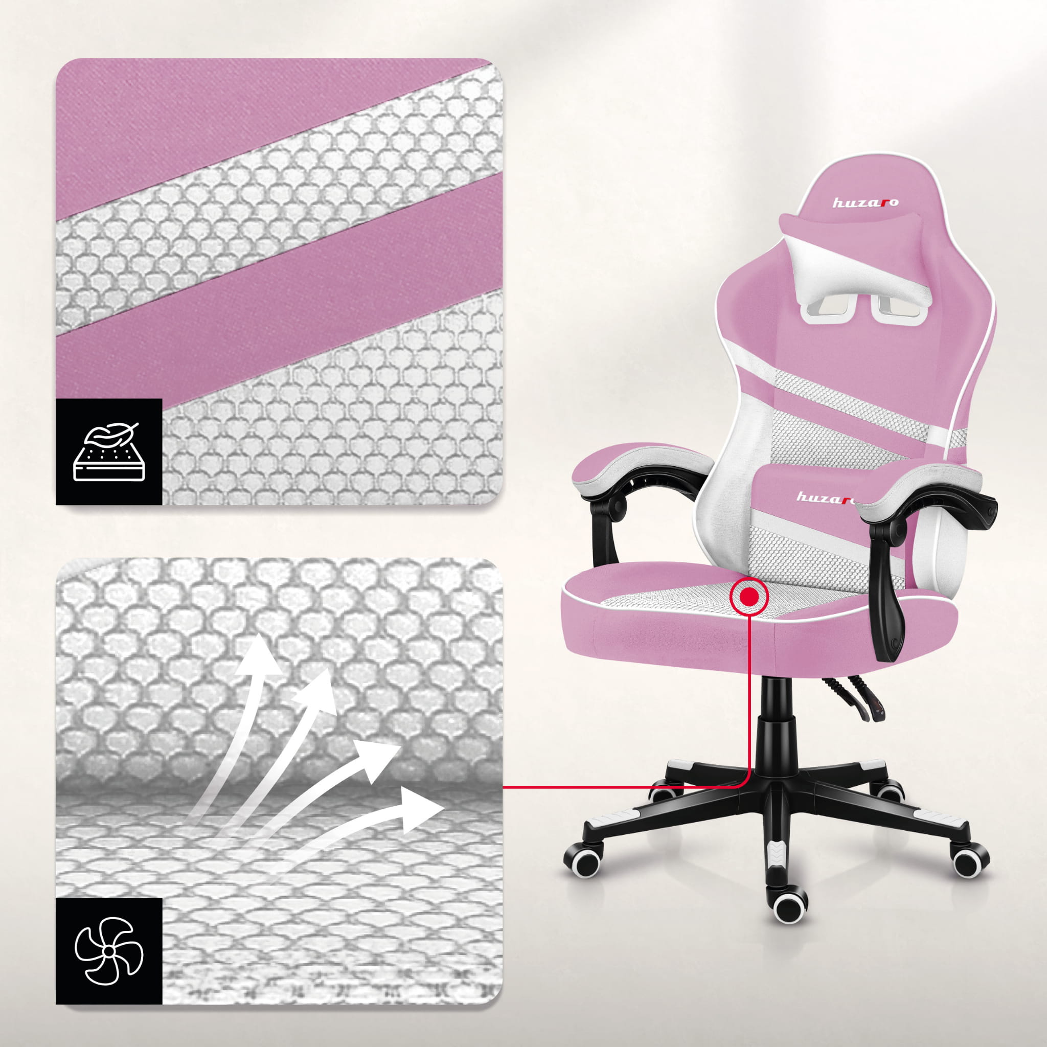 Huzaro FORCE 4.4 Pink Mesh Gaming Chair