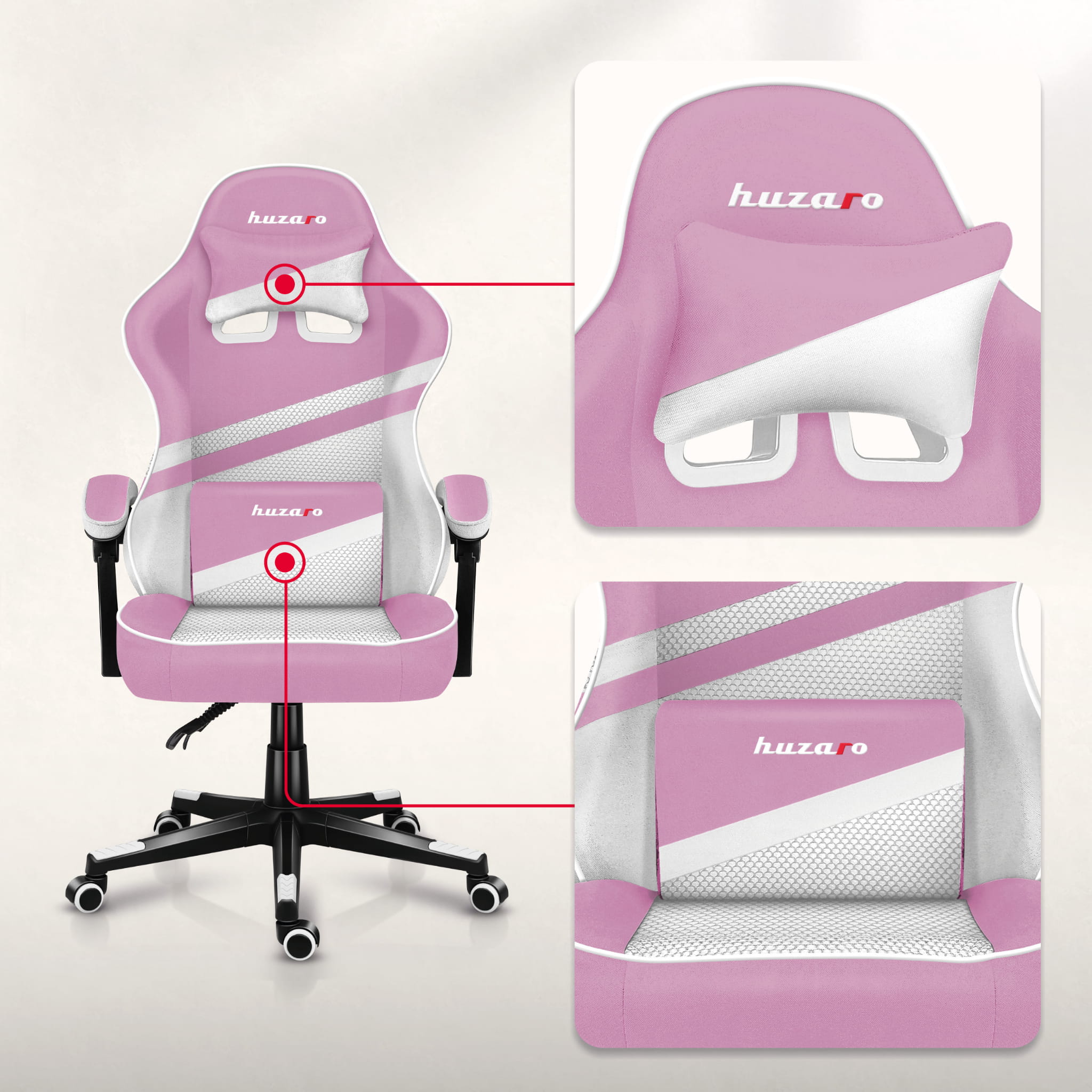 Huzaro FORCE 4.4 Pink Mesh Gaming Chair