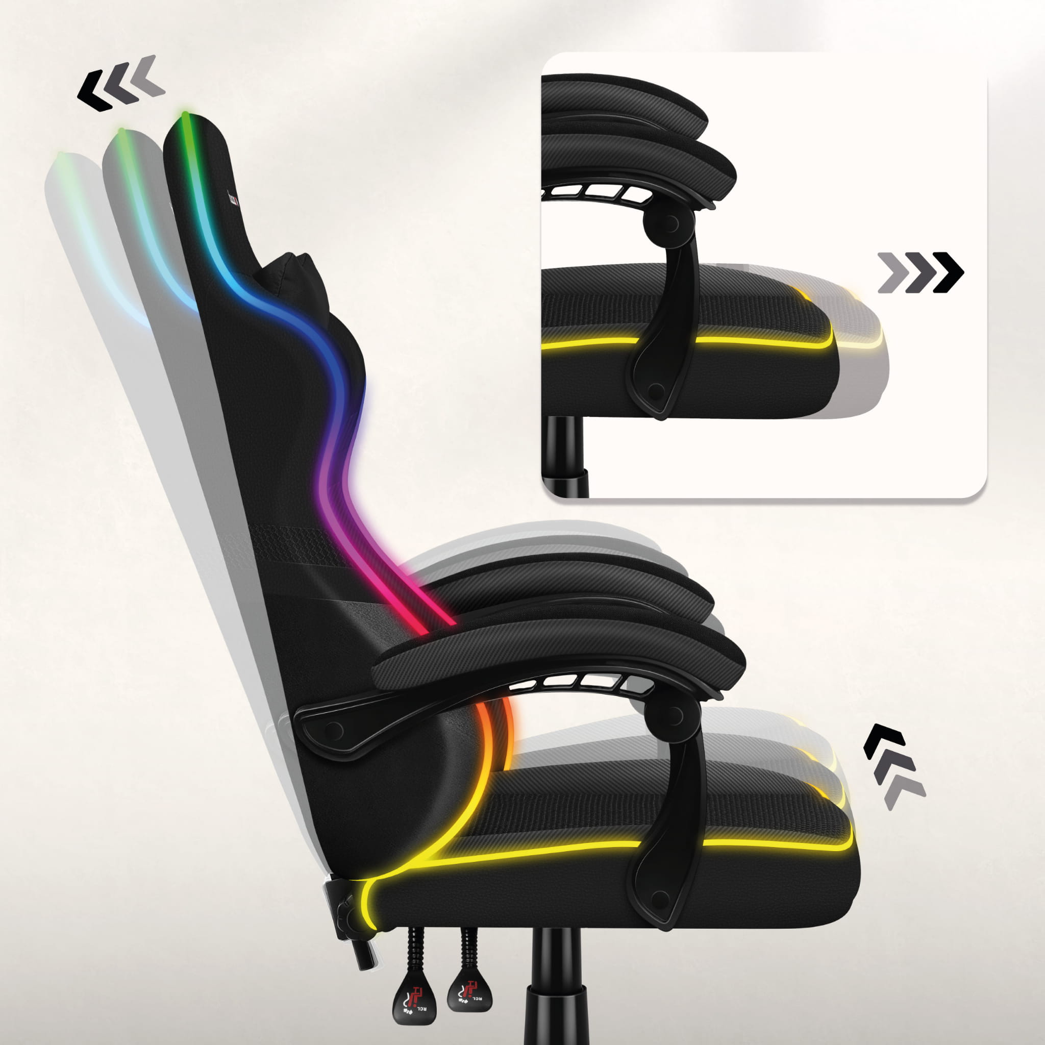 Huzaro FORCE 4.4 RGB Black Mesh Gaming Chair