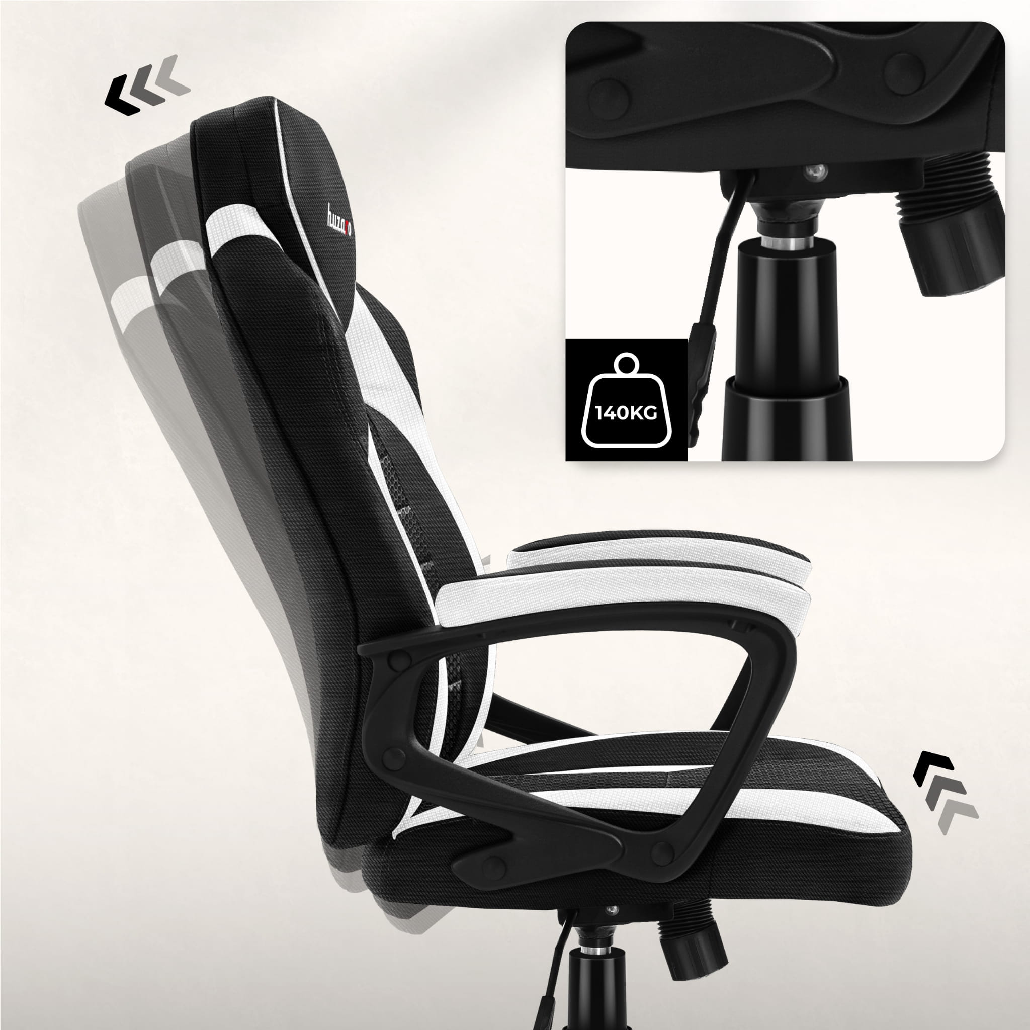 Scaun de gaming Huzaro Force 2.5 White Mesh