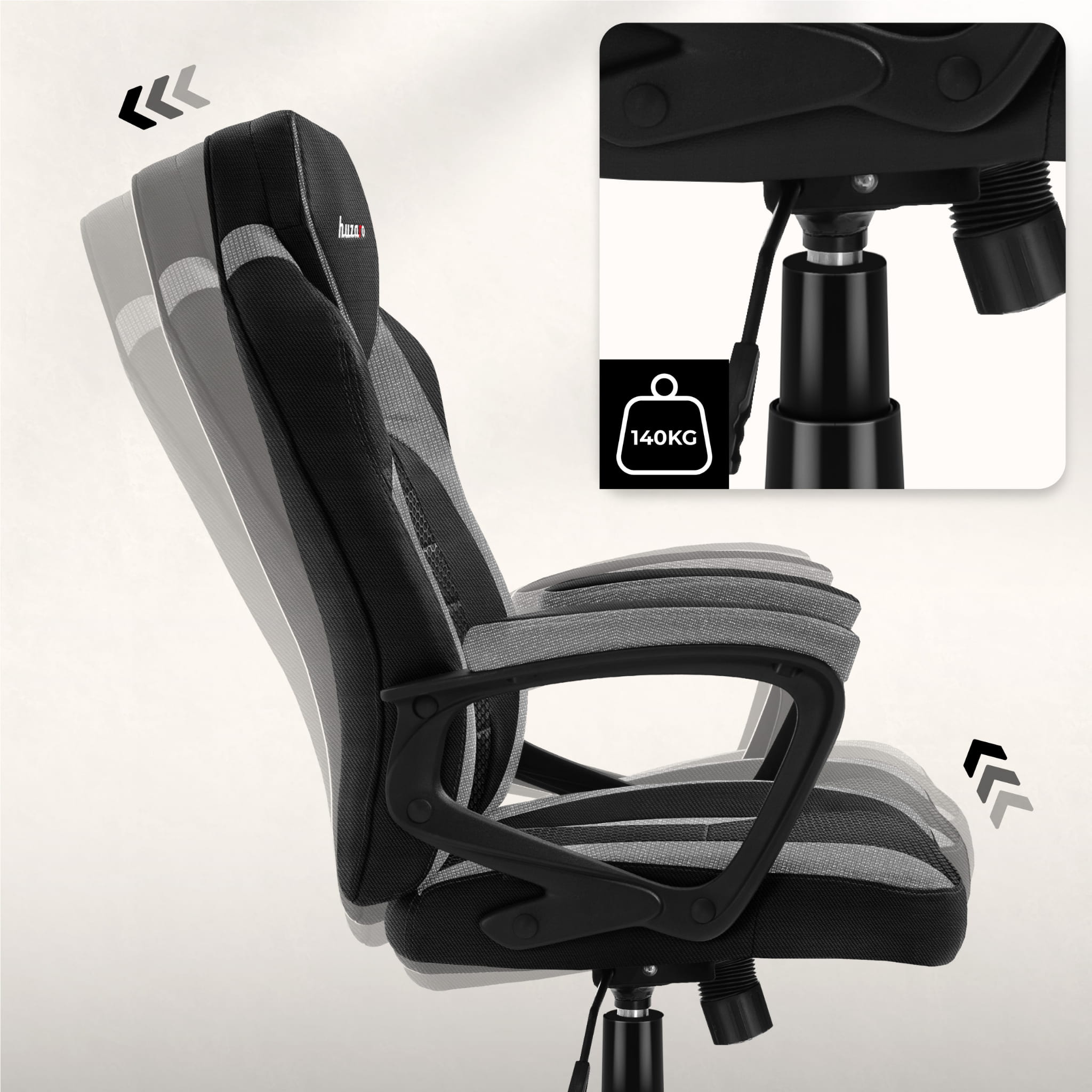 Scaun de gaming Huzaro FORCE 2.5 Grey Mesh