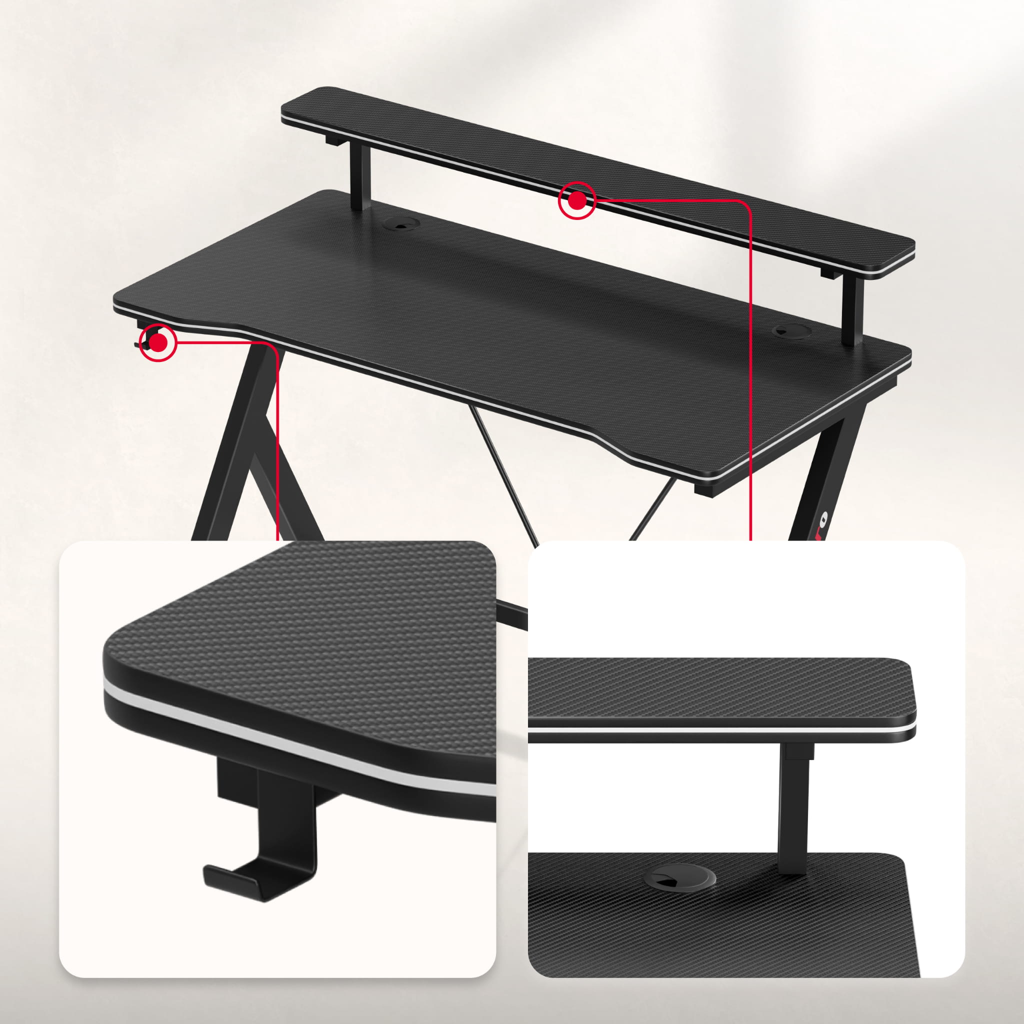 Huzaro Hero 1.9 Black birou de gaming 120 cm