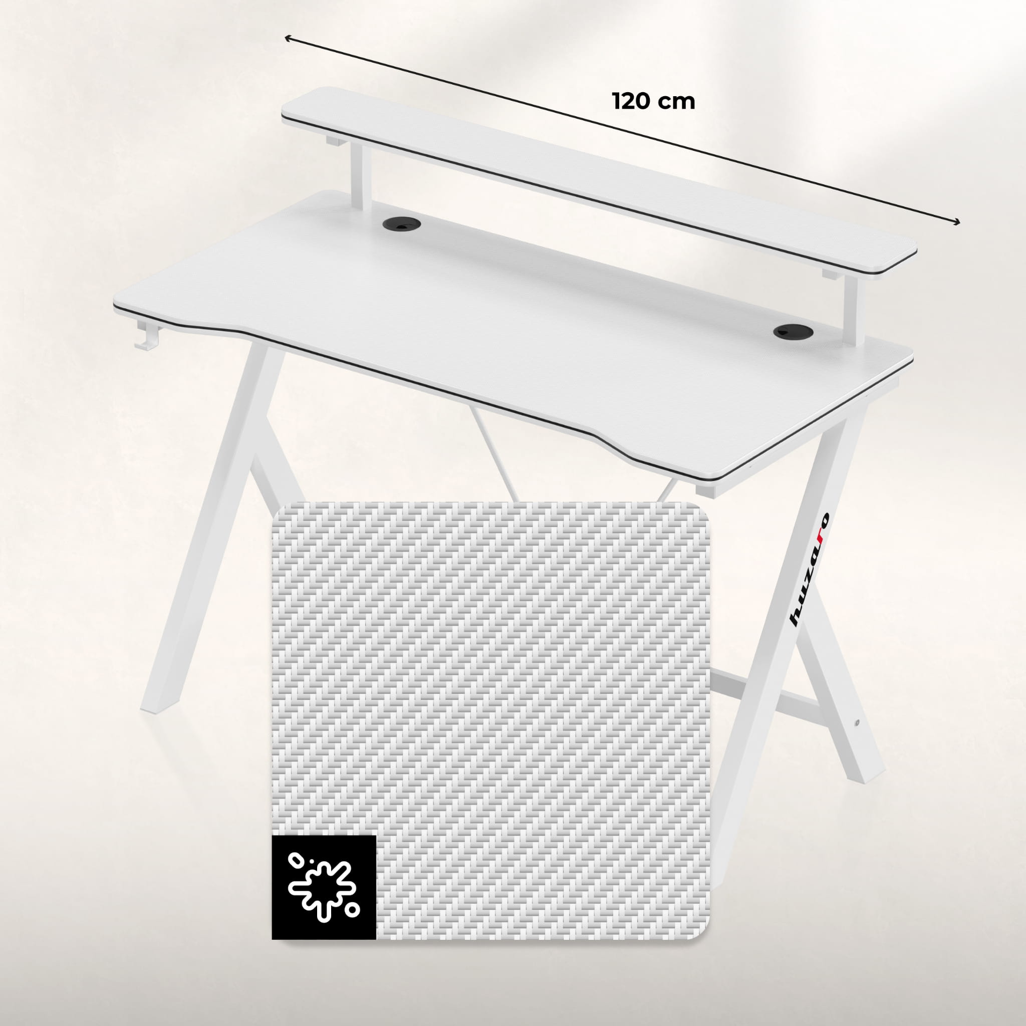 Huzaro Hero 1.9 Birou de gaming alb 120 cm