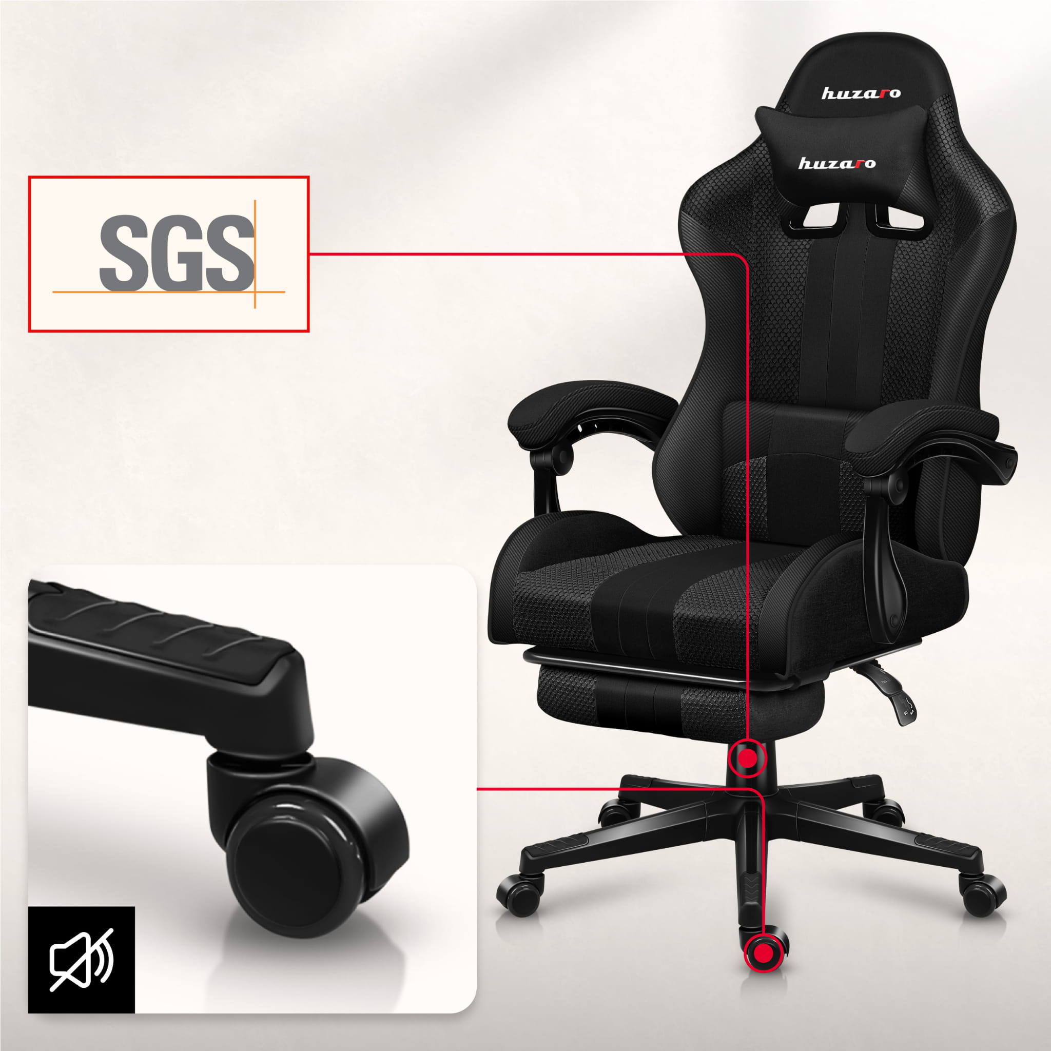 Scaun de gaming HUZARO Force 4.7 Carbon Mesh