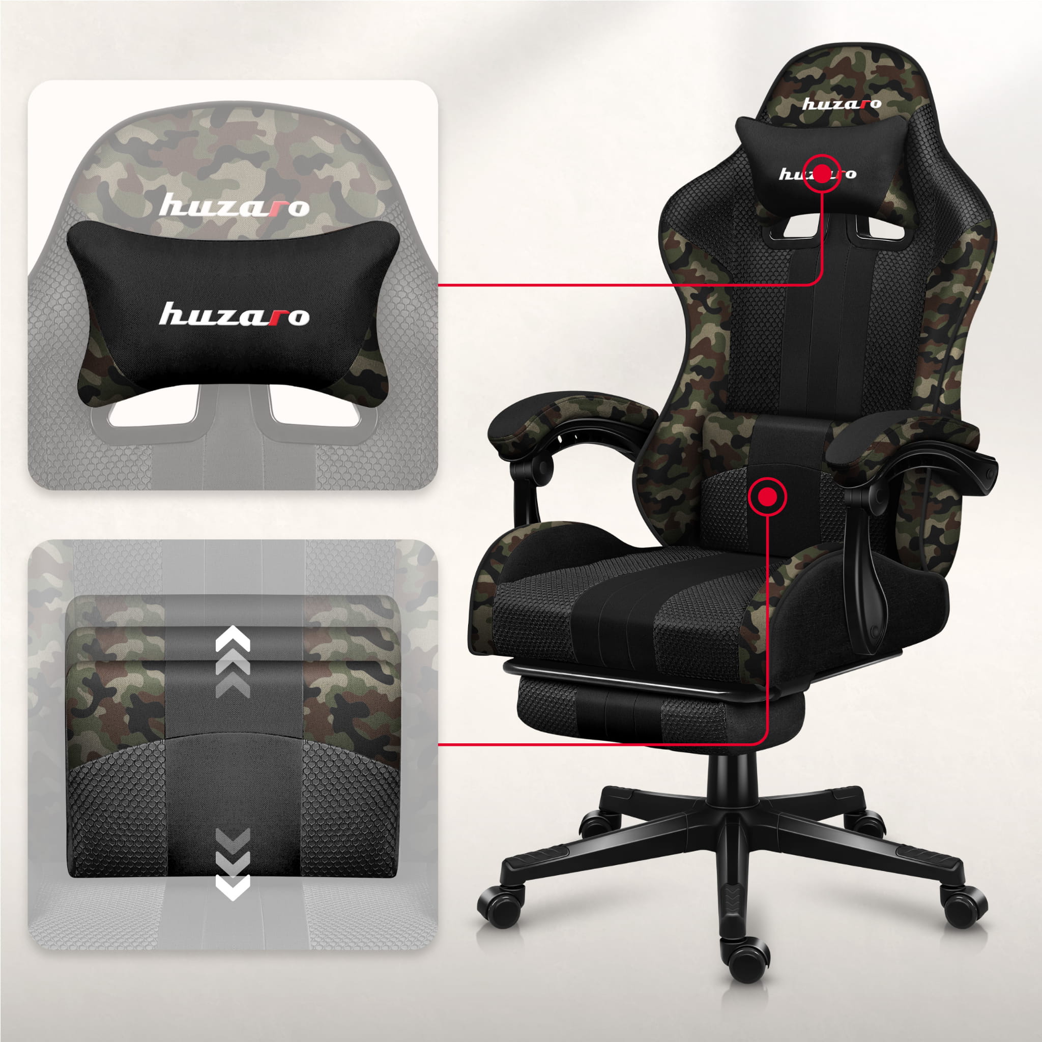 Scaun de gaming Huzaro Force 4.7 Camo Mesh