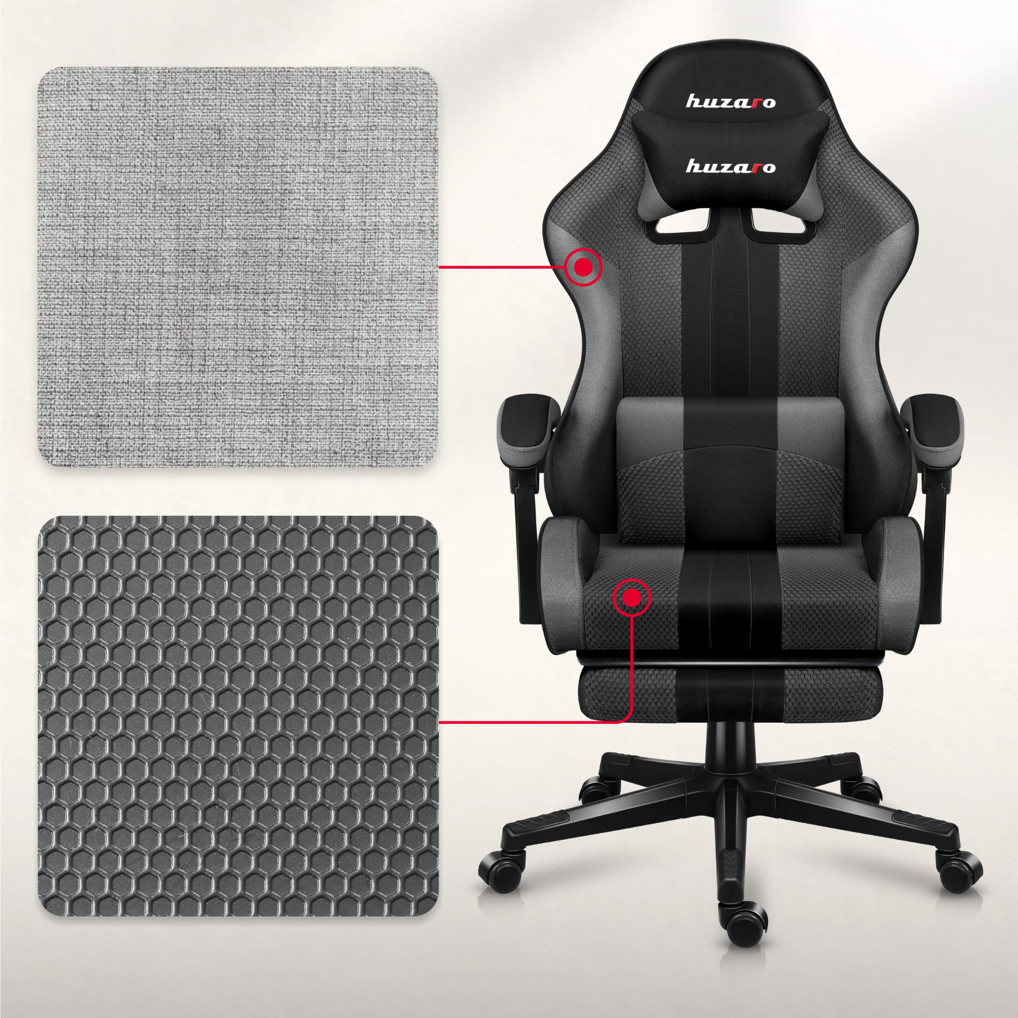 Scaun de gaming Huzaro Force 4.7 Grey Mesh