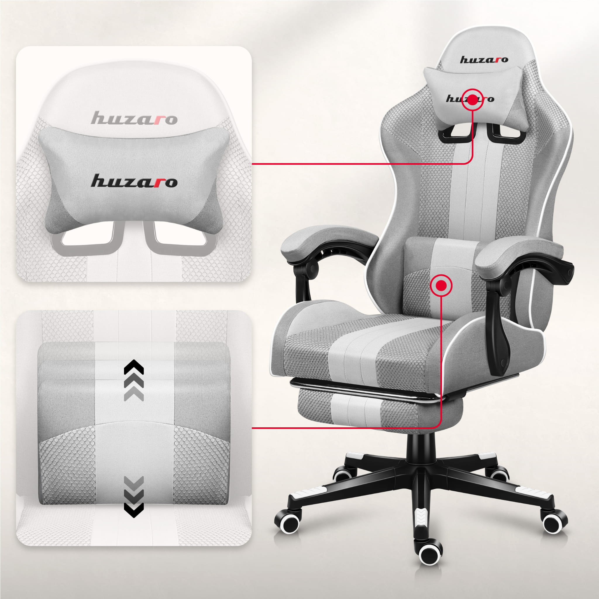 Scaun de gaming HUZARO Force 4.7 White Mesh