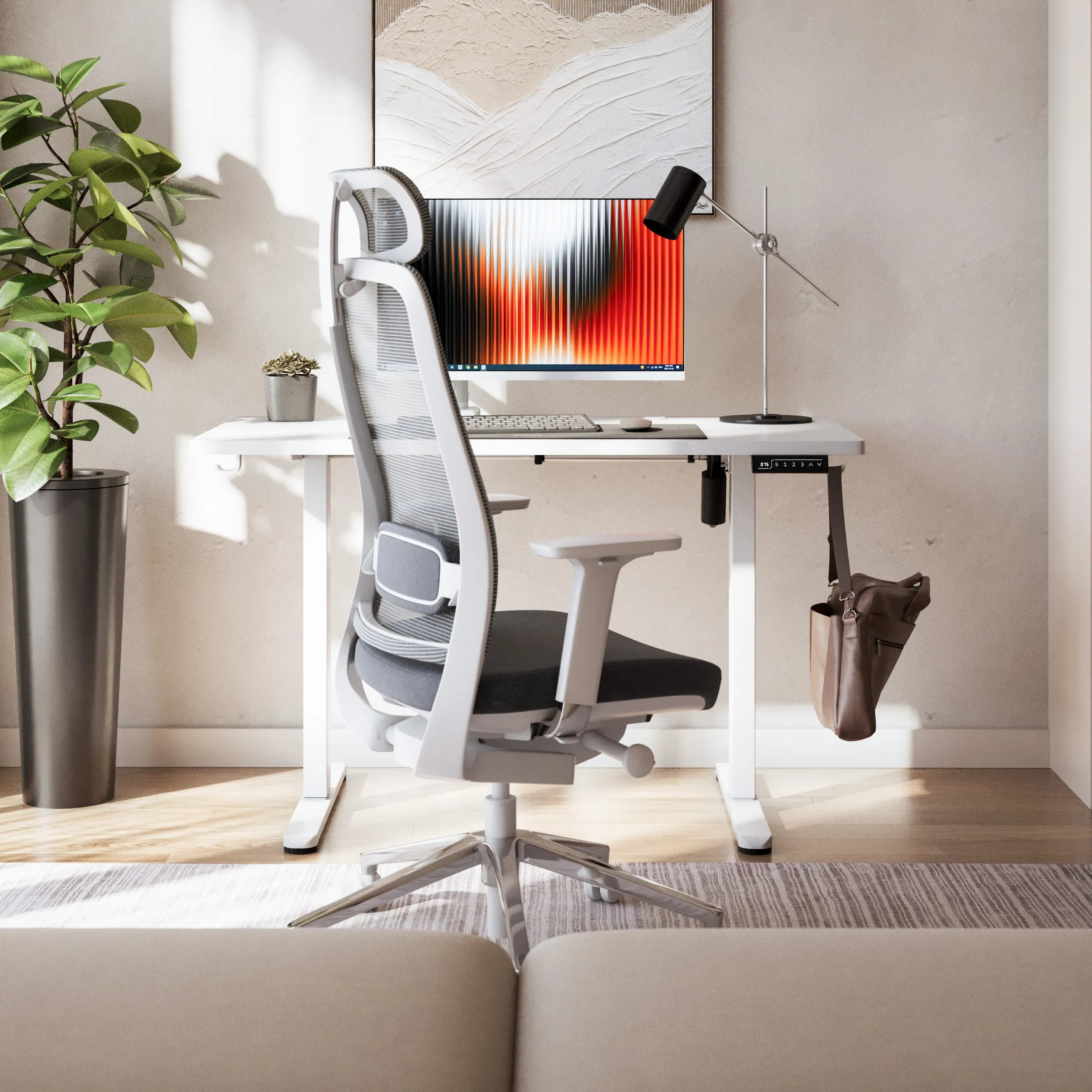 Birou electric reglabil Mark Adler Leader 6.9 White 120 cm