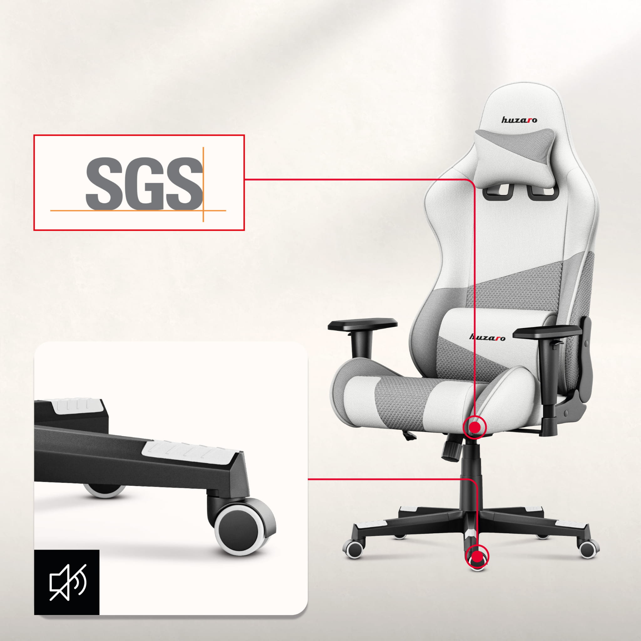 Scaun de gaming HUZARO FORCE 6.2 White Mesh