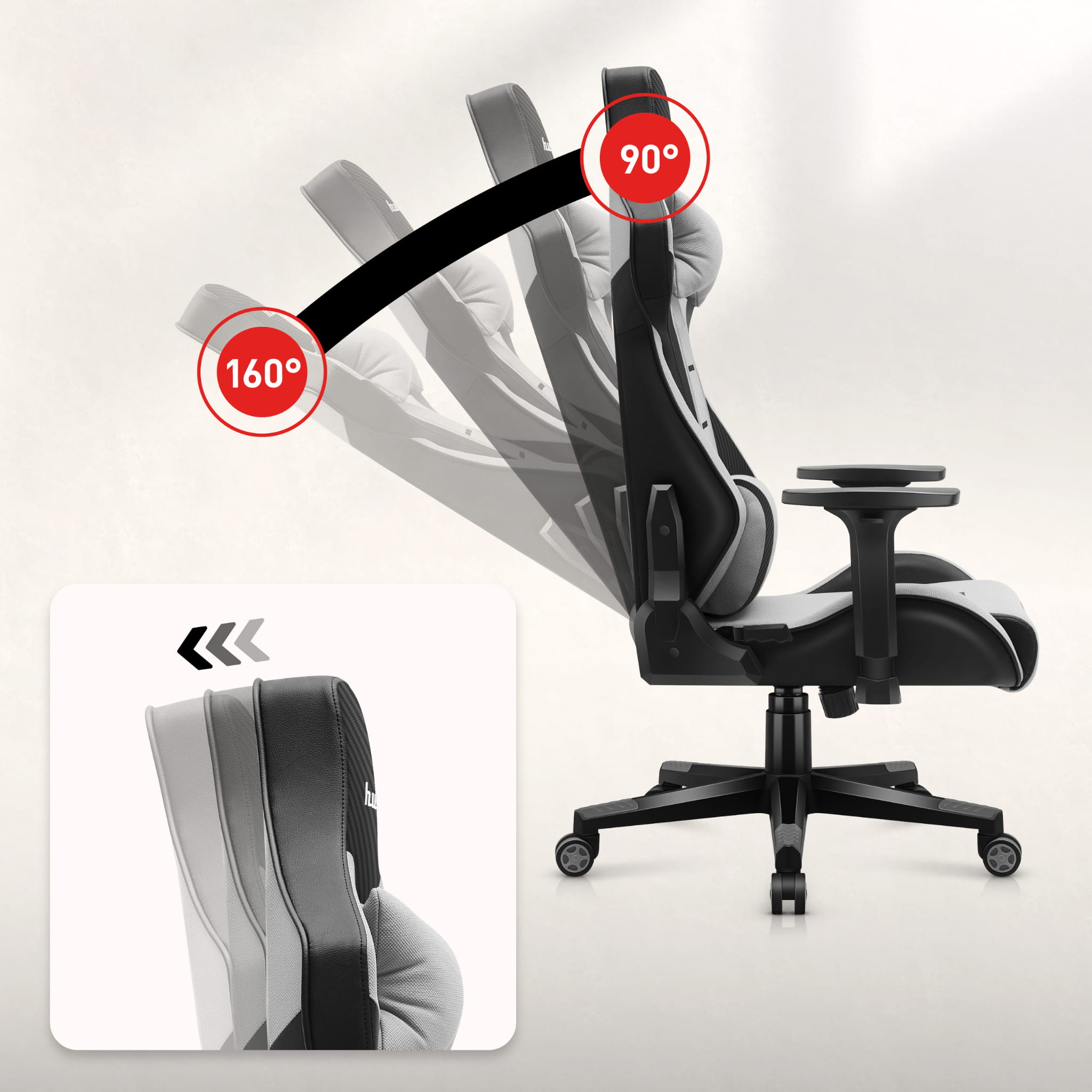 Huzaro FORCE 7.6 Fotoliu de gaming gri