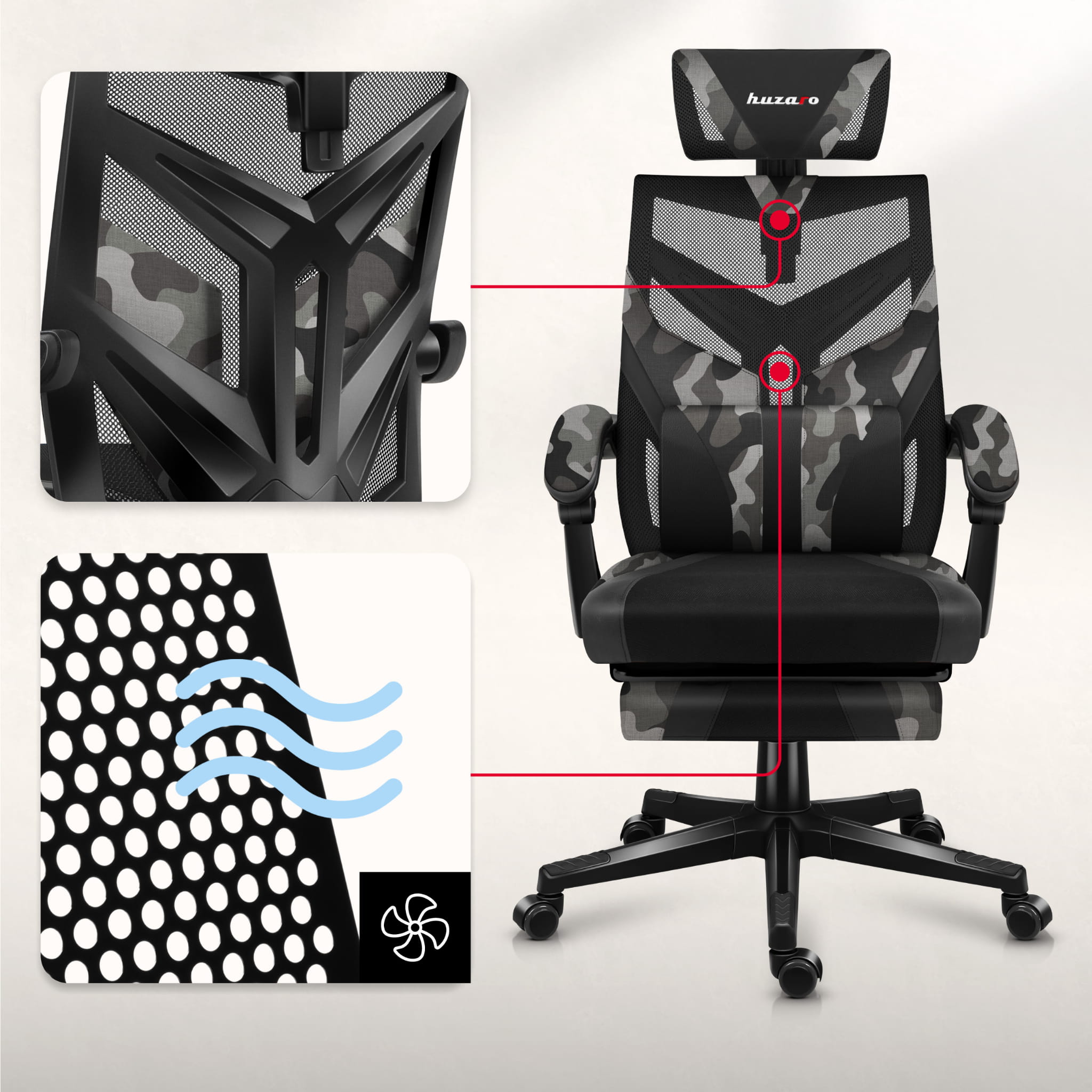 Scaun de gaming Huzaro Combat 5.0 Camo