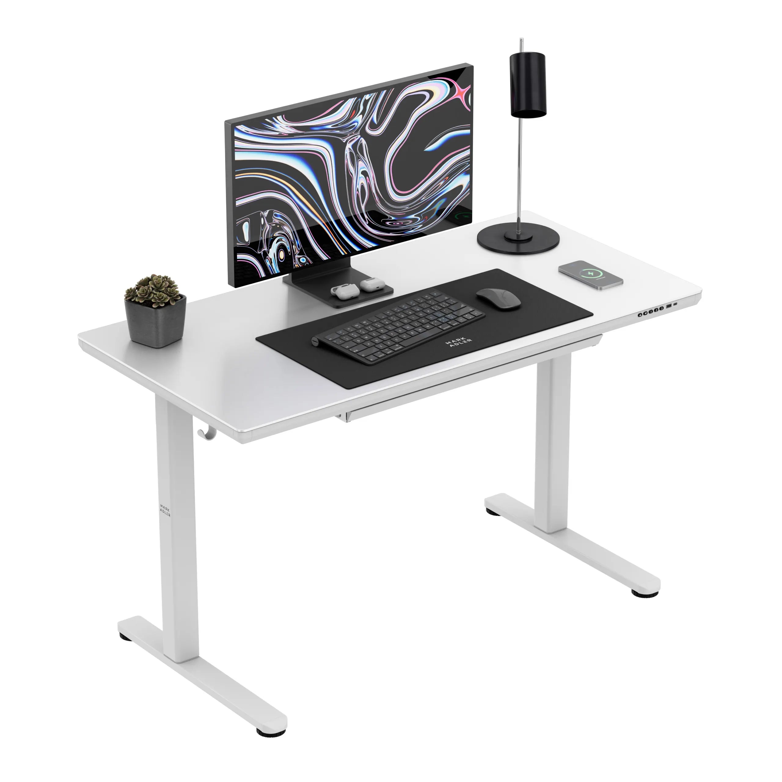 Mark Adler Leader 8.5 Birou electric alb cu blat din sticlă