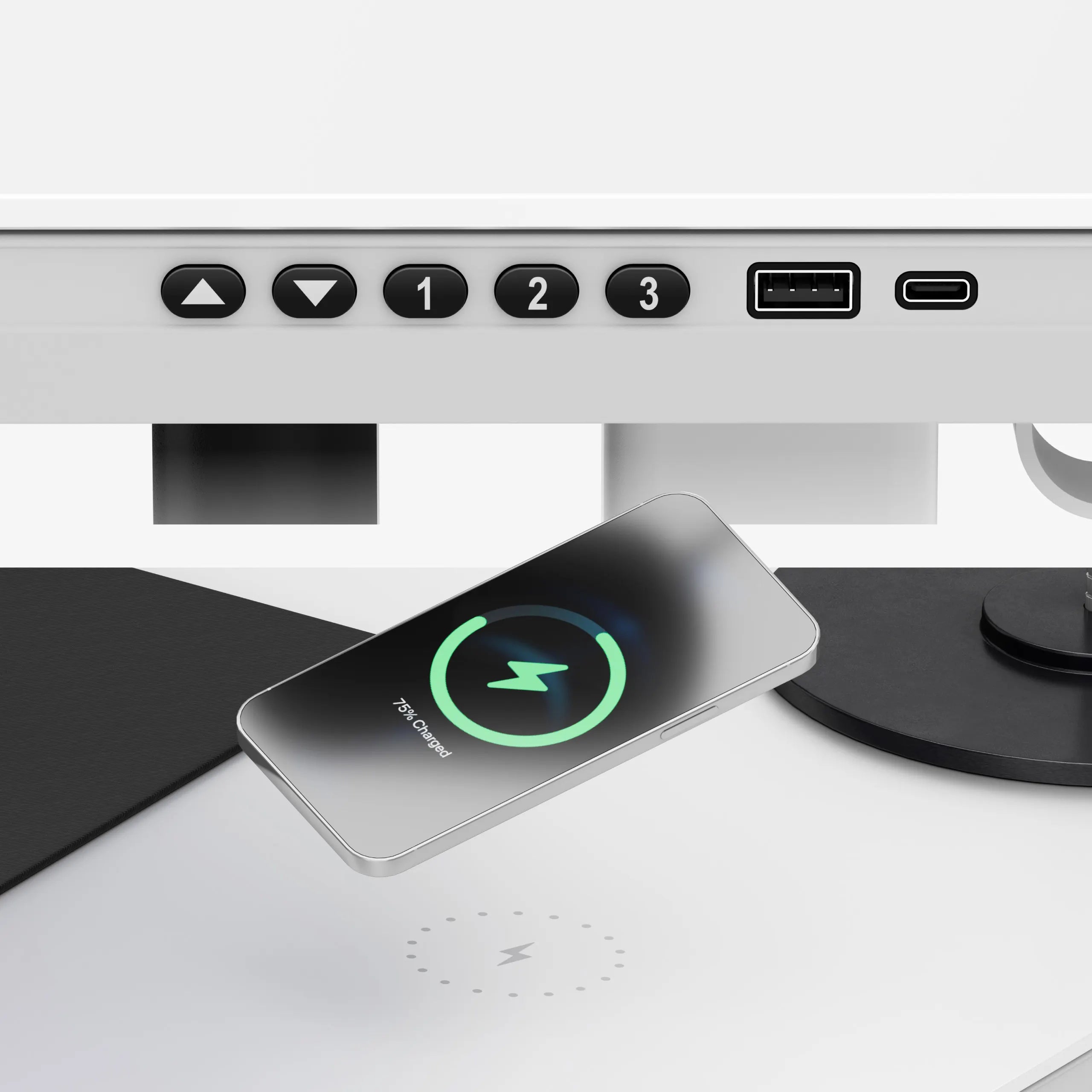 Mark Adler Leader 8.5 Birou electric alb cu blat din sticlă