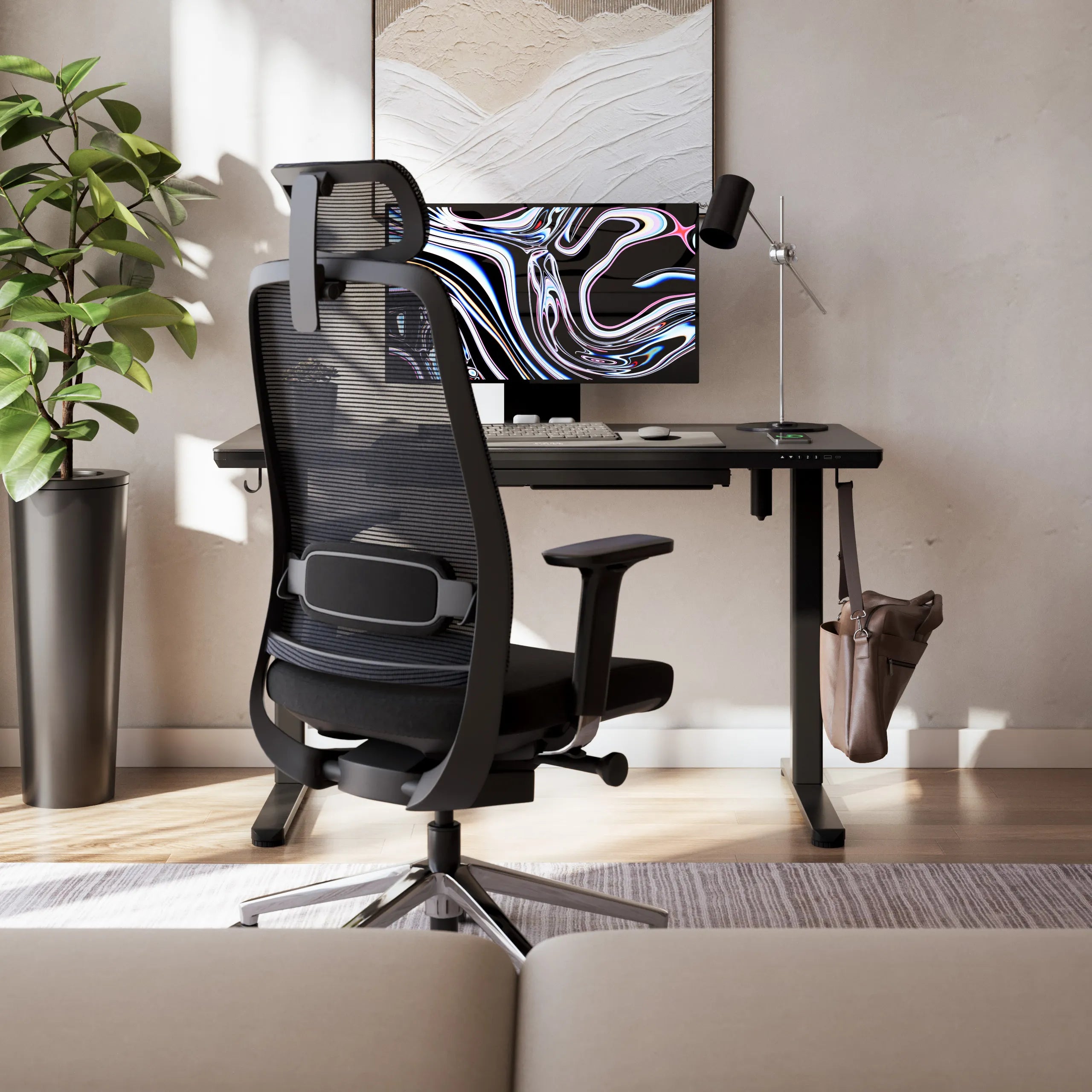 Mark Adler Leader 8.5 Birou electric negru cu blat din sticlă