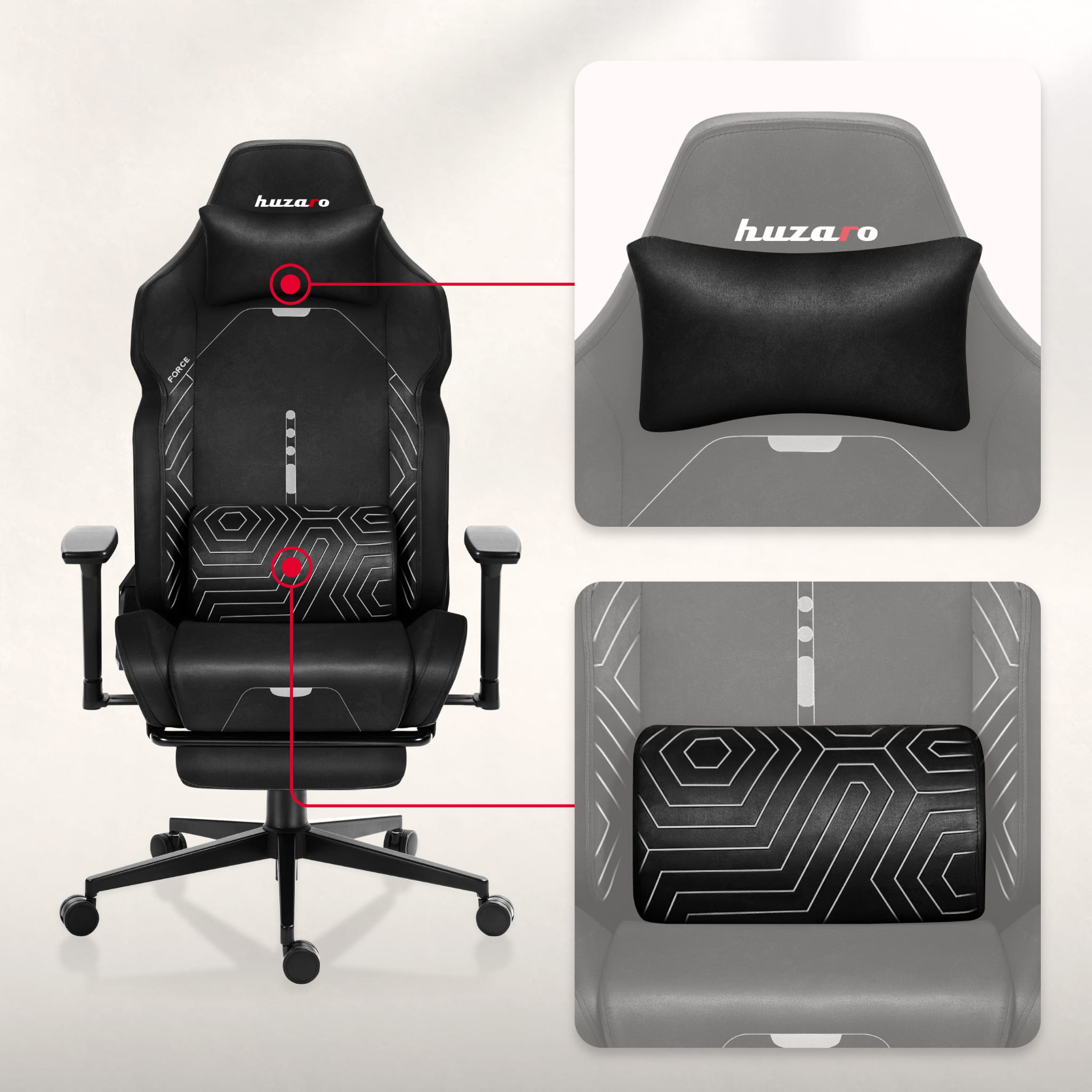 HUZARO FORCE 8.1 Fotoliu de gaming negru